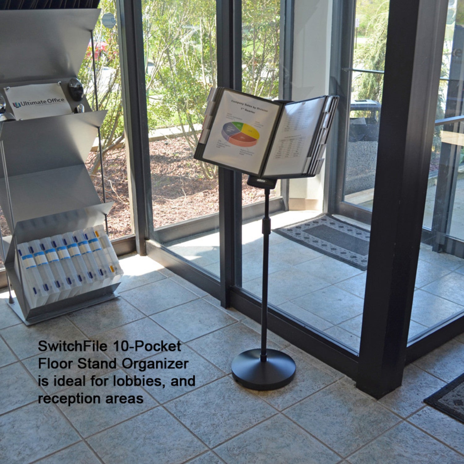 SwitchFile 10-Pocket Floor Stand Document Organizer - Perfect for Office, Classroom, and Home Filing System