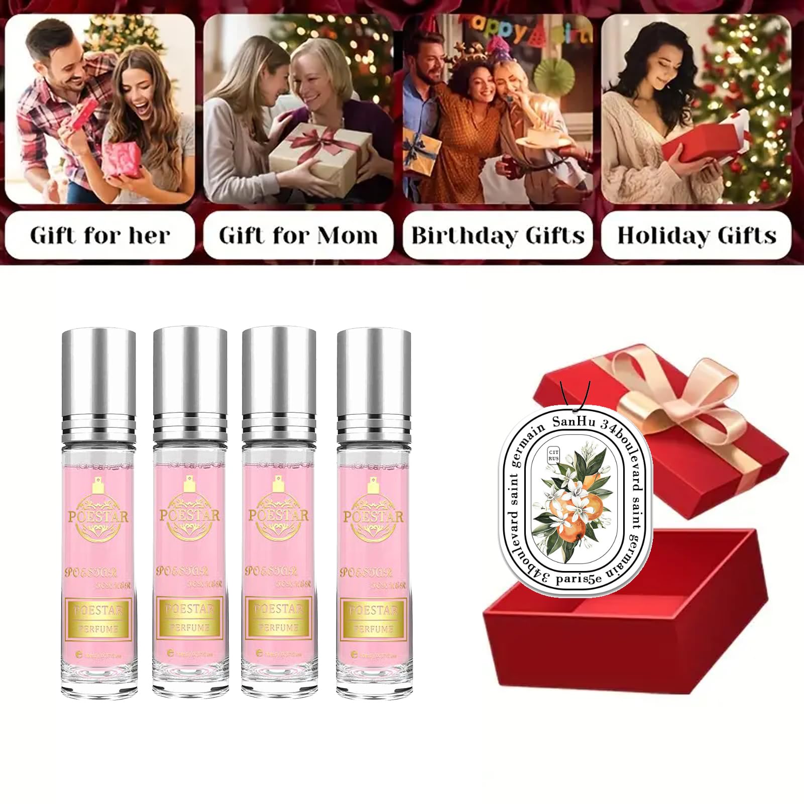 Women's Pheromone Perfume Oil Roll-On - 0.37 fl Oz (10ml) Long Lasting Fragrance Cologne for Her - Midnight Temptation Scent by Venom Scents - Perfect for Date Night, Romantic Occasions & Gift Giving (4 Pack, Fragrance B)