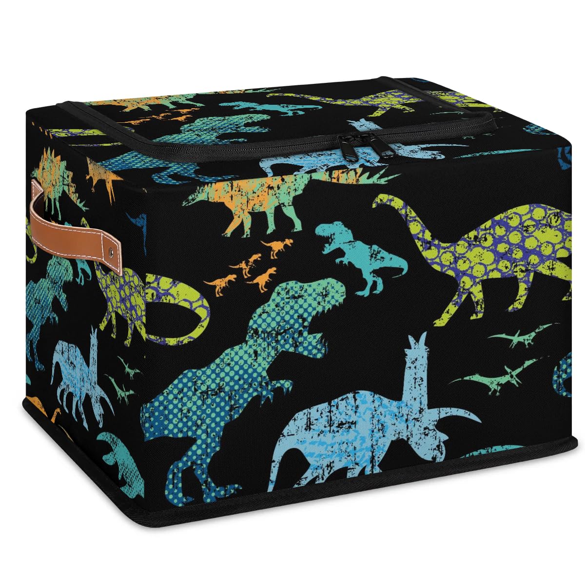 Dinosaur Camouflage Storage Bins with Zipper - 2 Pack for Closet & Shelf Organization