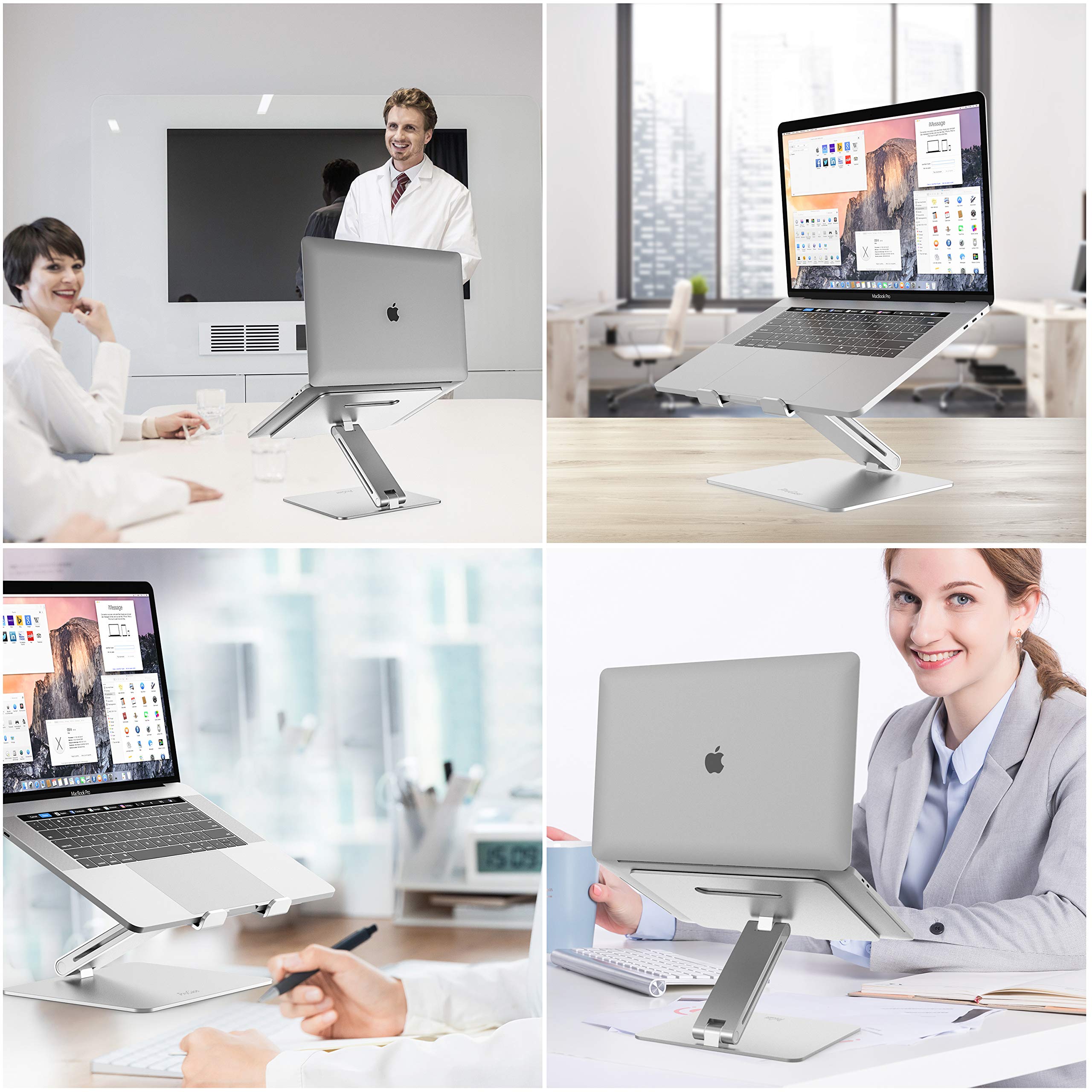 ProCase Adjustable Laptop Stand - Ergonomic Aluminum Laptop Riser for MacBook Pro/Air, Surface, Dell & Lenovo (Up to 15.6