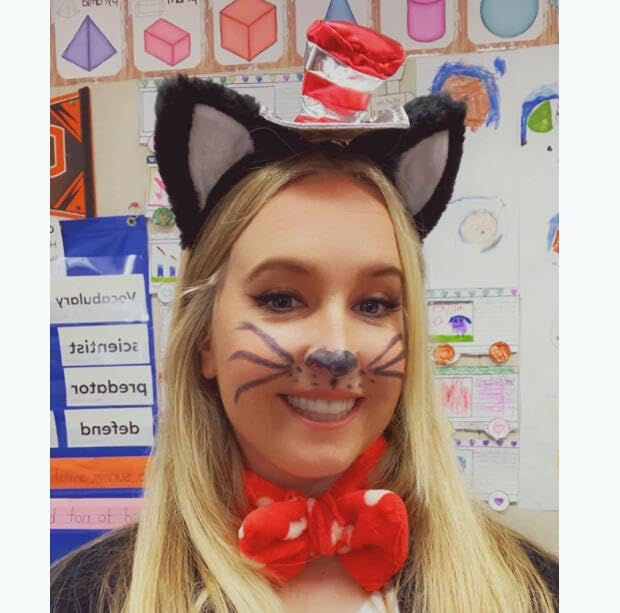 NUMJAW Dr. Seuss Hat Headbands - Cat Headband with Stovepipe Hat & Bow Tie, Book Character Costume Accessories for Halloween, Cosplay Parties, and Themed Events (Red & White)