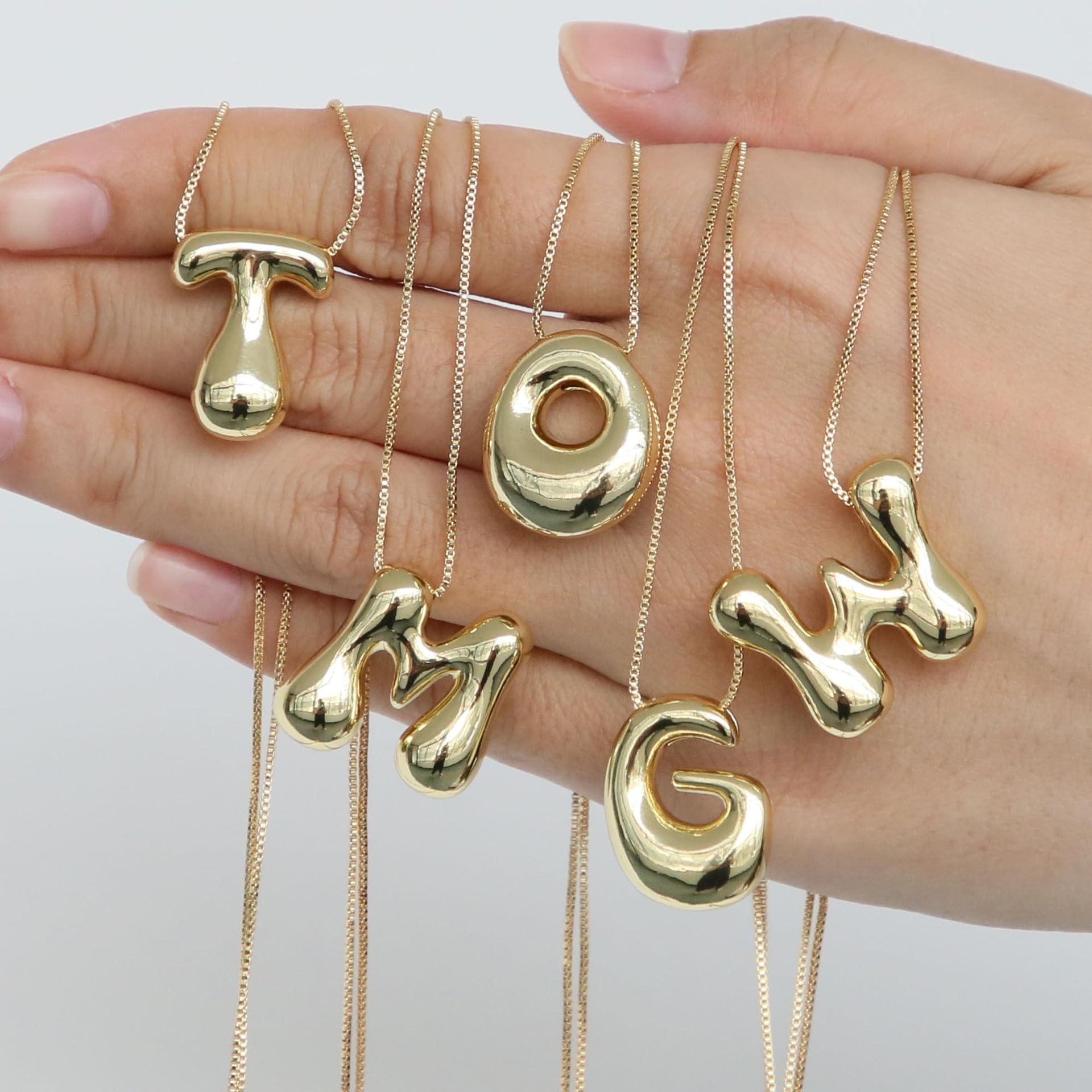 Dainty Bubble Letter Necklace for Women - 14K Gold Plated Initial Pendant with Balloon Alphabet Charm on Delicate Chain | Elegant Personalized Jewelry Gift for Birthday, Anniversary & Everyday Wear
