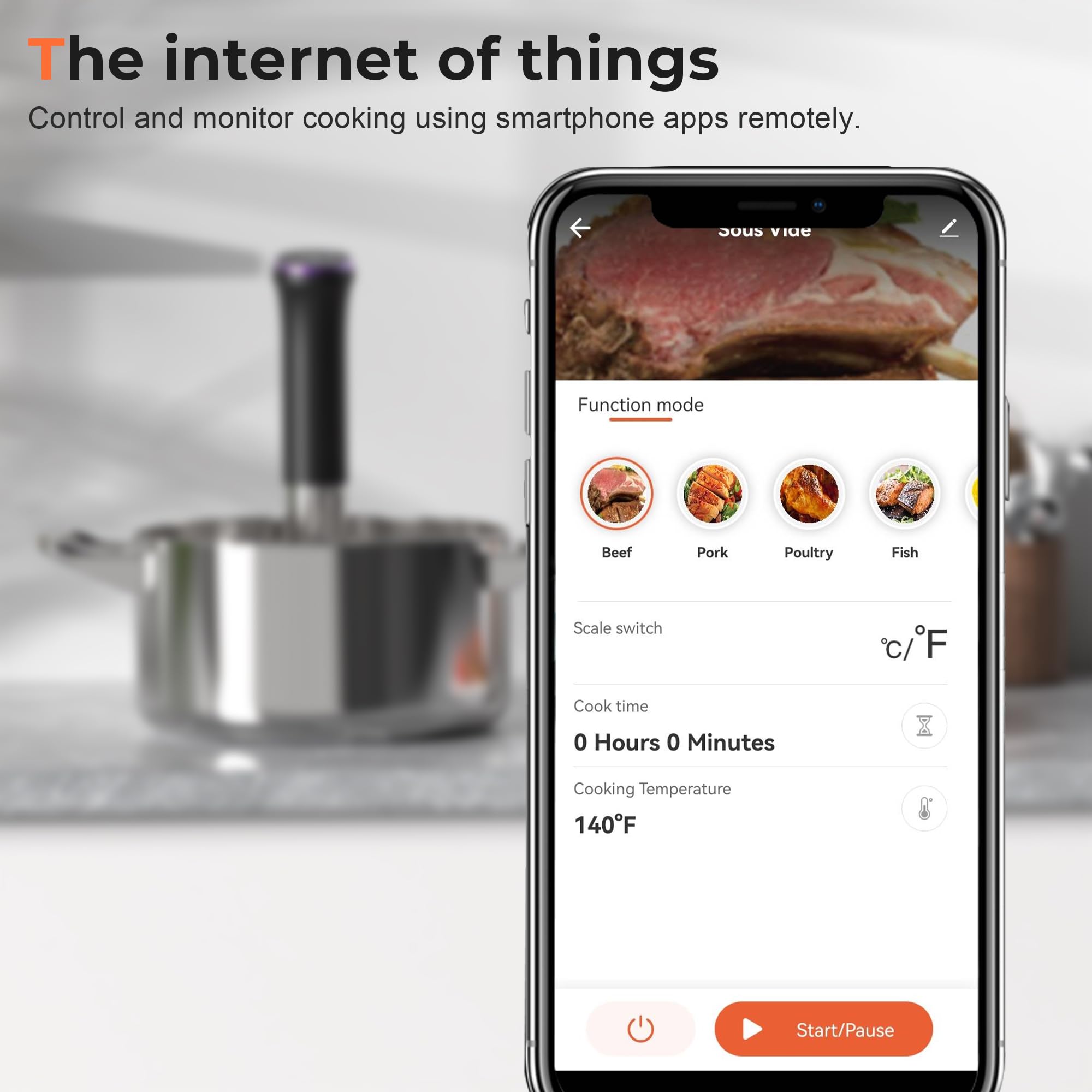 Hobsir 1100W Sous Vide Cooker with WiFi App Control, LED Display, Timer & Quiet Stainless Steel Immersion Circulator - Perfect for Home Kitchen, Restaurant & Meal Prep