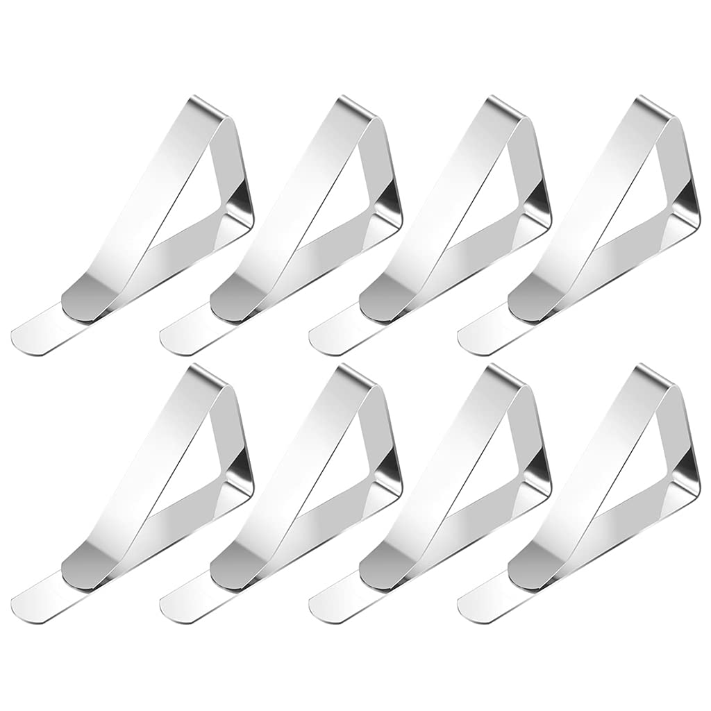 4/8 Pack Stainless Steel Tablecloth Clips - Heavy Duty Flexible Table Cloth Clamps for Picnic, Party & Restaurant Use - Secure Table Cover Holders for Outdoor Dining, Events & Home Decor