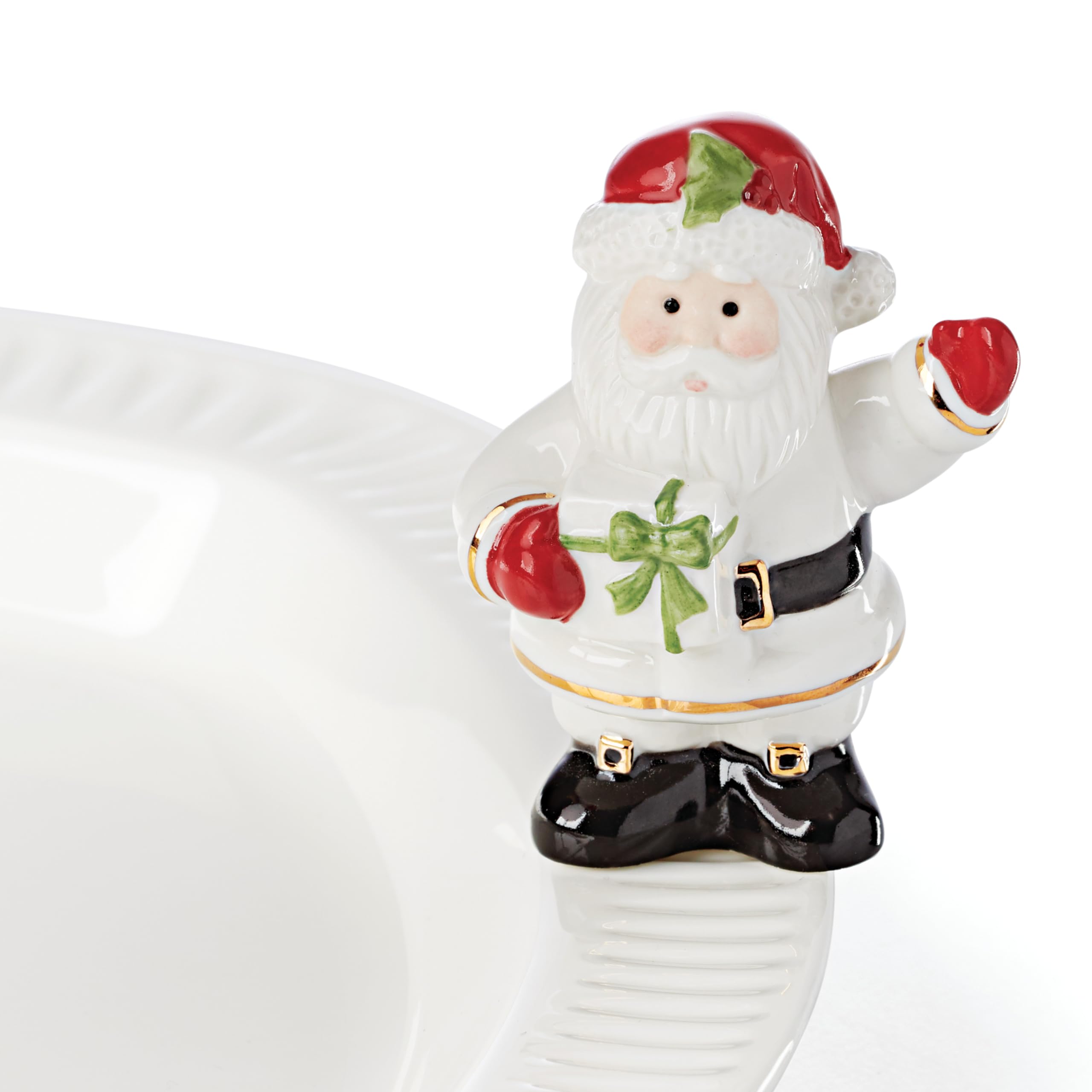 Lenox 894245 White Santa Popper - Christmas Holiday Cookie & Candy Serving Dish for Festive Parties & Gift Giving