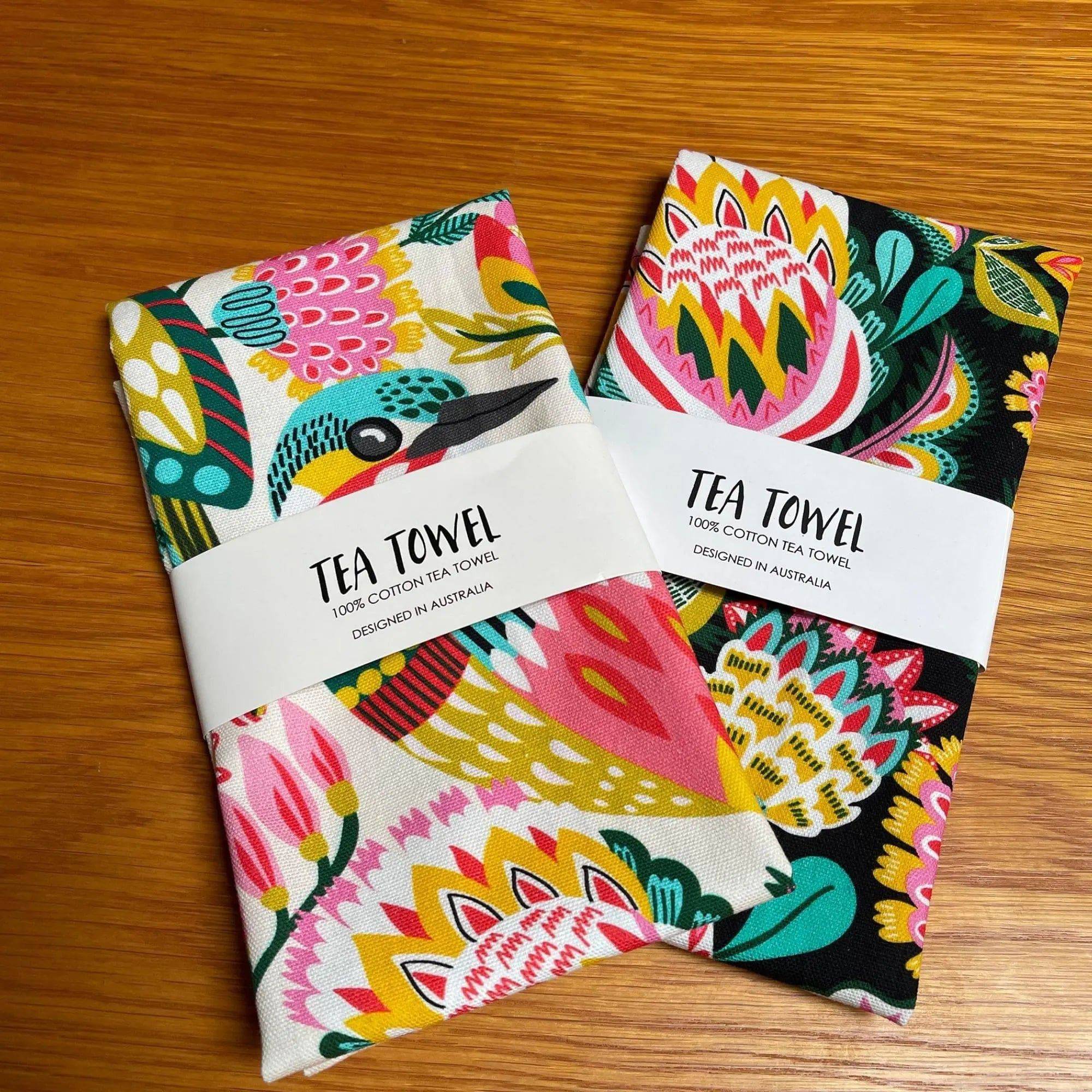 Premium Kingfishers Tea Towel Set - 100% Cotton Absorbent Kitchen Towels for Dishes & Drying Hands - Perfect for Home, Kitchen & Gifts (Set of 2/4/6) - Eco-Friendly & Decorative for Daily Use & Hosting