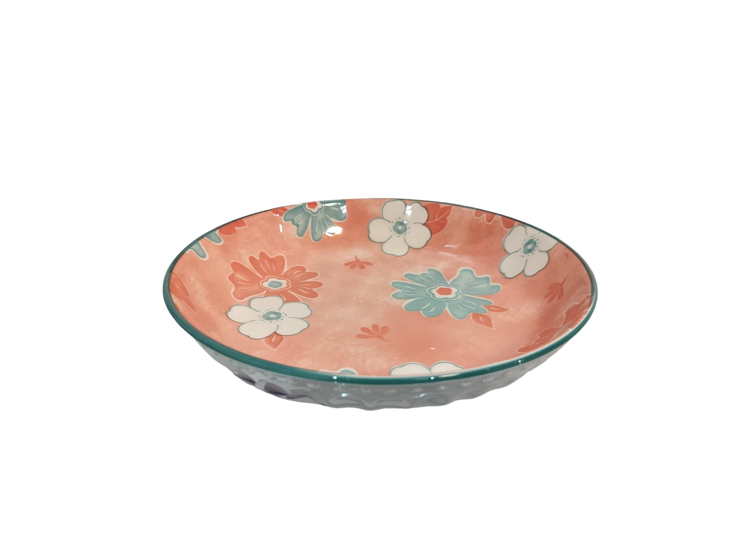 Lemon Tree Ceramic Serving Plate - 20 cm Round Deep Dish for Salad, Pasta & Snacks | Microwave, Dishwasher & Oven Safe Dinnerware | Perfect for Kitchen, Dining Room & Party Entertaining (Pink)