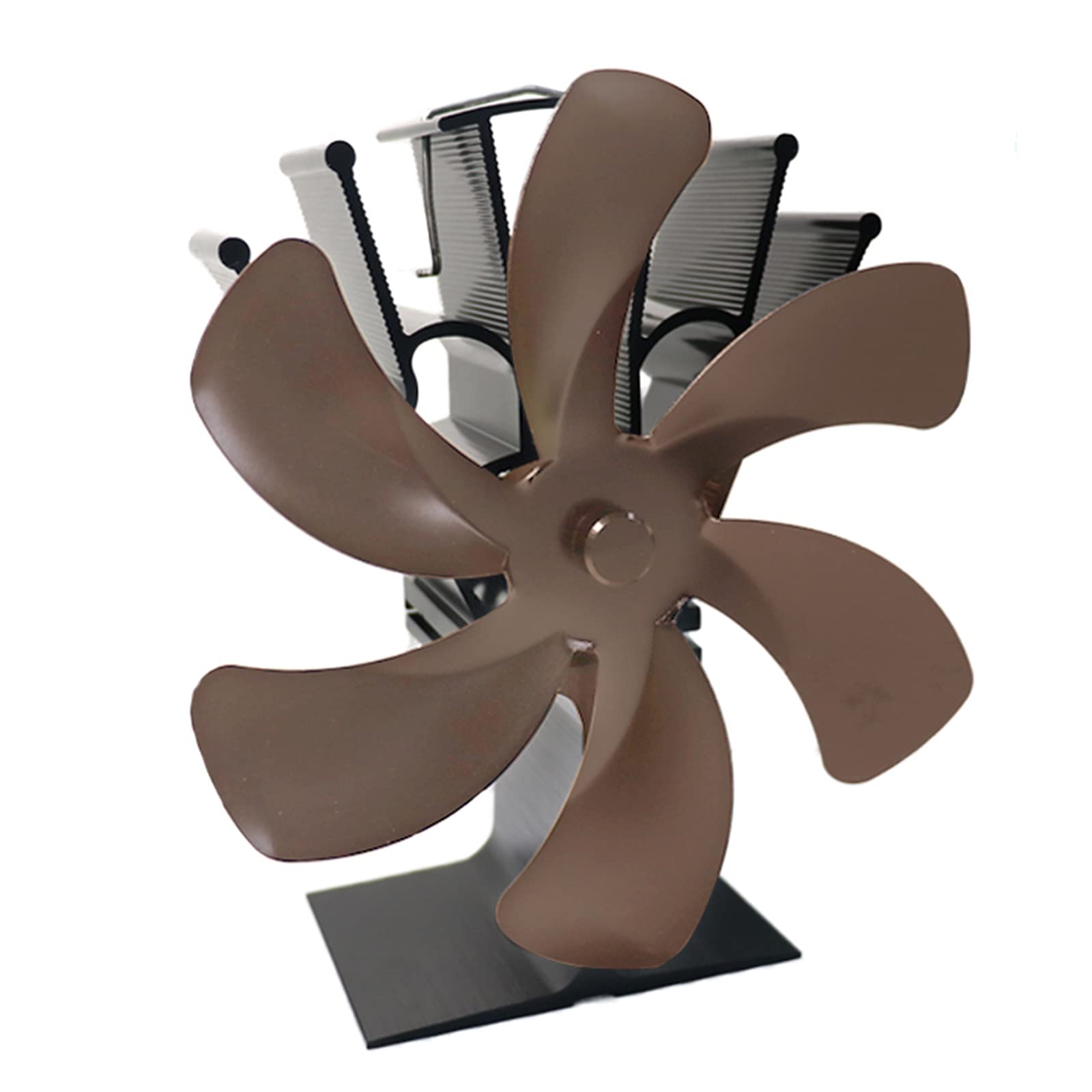 LXILUV 6-Blade Heat Powered Stove Fan - Silent Wood Burning Fireplace Fan for Efficient Warm Air Circulation & Fuel Saving - Bronze - Perfect for Home Heating & Fireplace Use