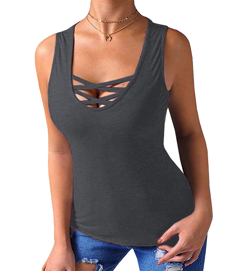 Sarin Mathews Women's Criss Cross Tank Tops - Summer Sleeveless Casual Blouses & Basic Tee Shirts | Perfect for Beach, Yoga, Gym & Everyday Wear