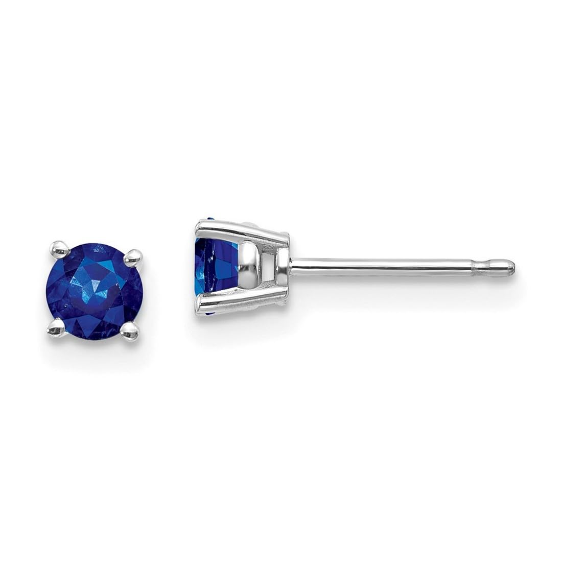 14K White Gold Post Sapphire Stud Earrings for Women - 4x4mm Round Cut Genuine Sapphire Earrings - Perfect for Weddings, Parties & Everyday Elegance