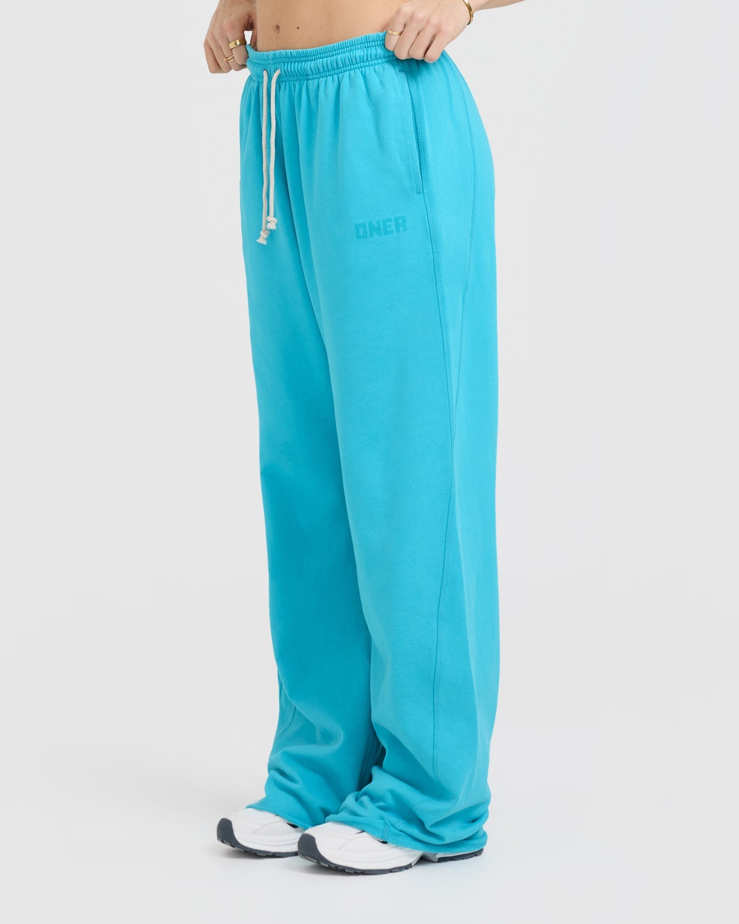 Raw Lounge Wide Leg Joggers for Women - Soft Aqua Blue Yoga Pants with Pockets | Comfortable Loungewear for Home, Yoga, Travel & Casual Wear