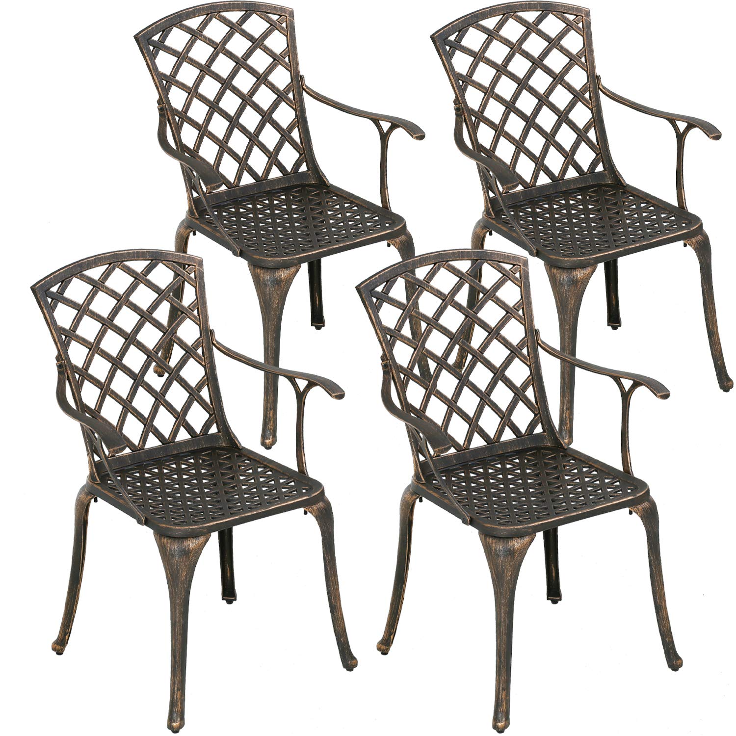 **FDW 4-Piece Wrought Iron Patio Dining Chairs Set - Weather-Resistant Outdoor Furniture for Garden, Deck, Poolside & Backyard Relaxation**