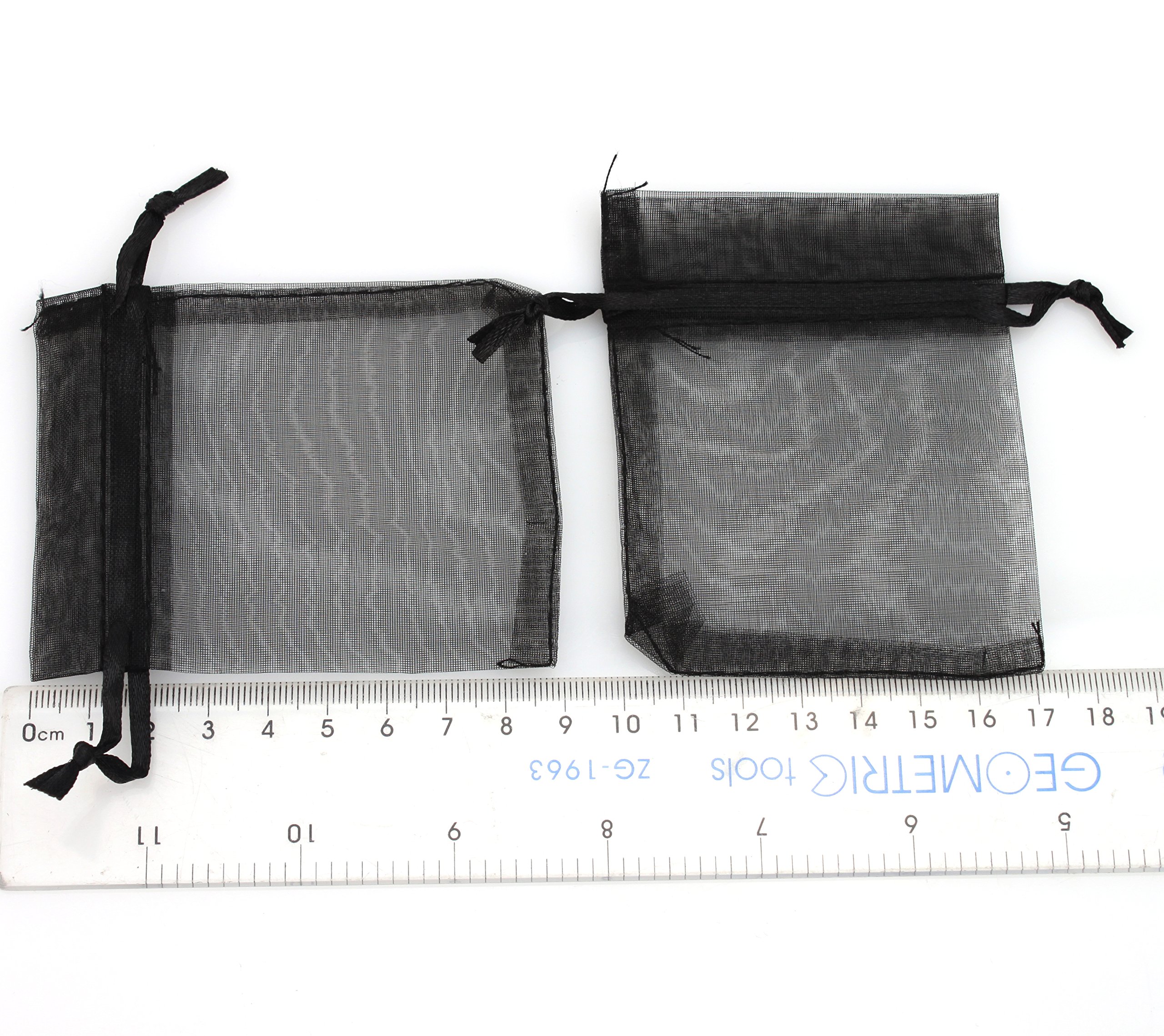 Rina's Garden 3x4 Inch Black Organza Favor Bags - 120 Pack for Wedding Favors, Party Gifts & Bridal Shower Decorations