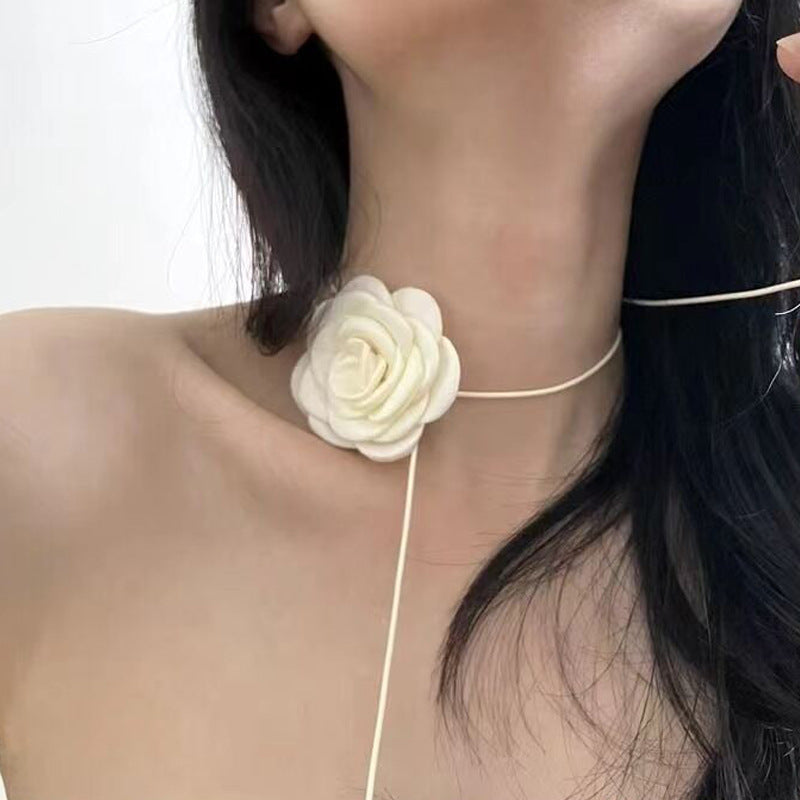 Rose Phantom Flower Suede Choker Necklace | Gothic Victorian Costume Jewelry | Perfect for Halloween, Cosplay & Vintage Fashion Outfits
