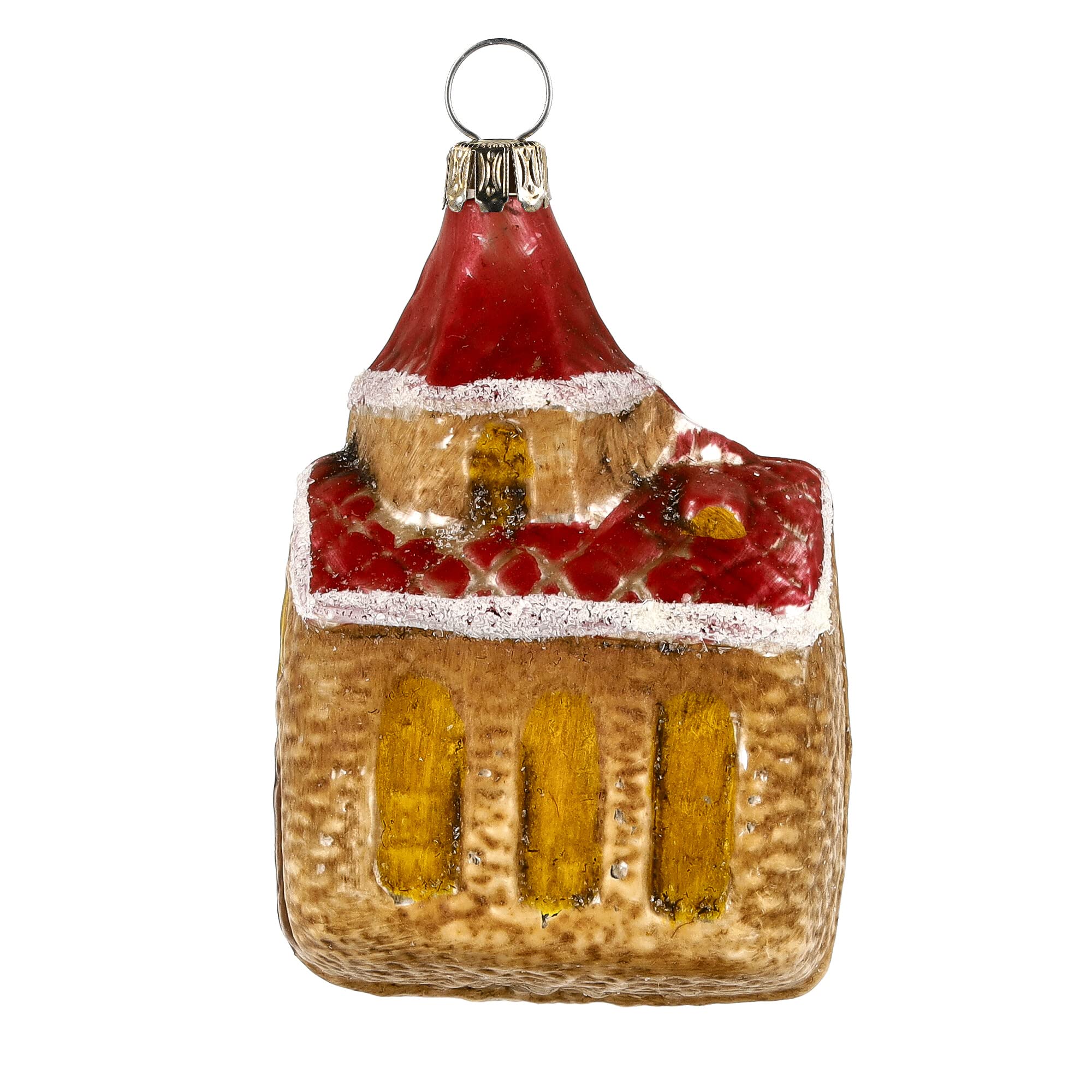 Handmade Glass Church Ornament with Red Roof - Perfect for Christmas Tree Decorations, Holiday Gifts & Home Décor
