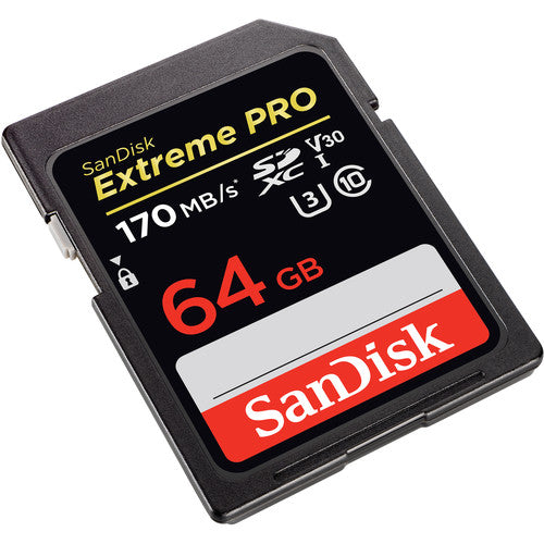 SanDisk Extreme PRO 64GB SDXC UHS-I Memory Card - 170MB/s Read Speed for DSLR Cameras, 4K Video & High-Speed Photography - Perfect for Professional Photographers & Videographers
