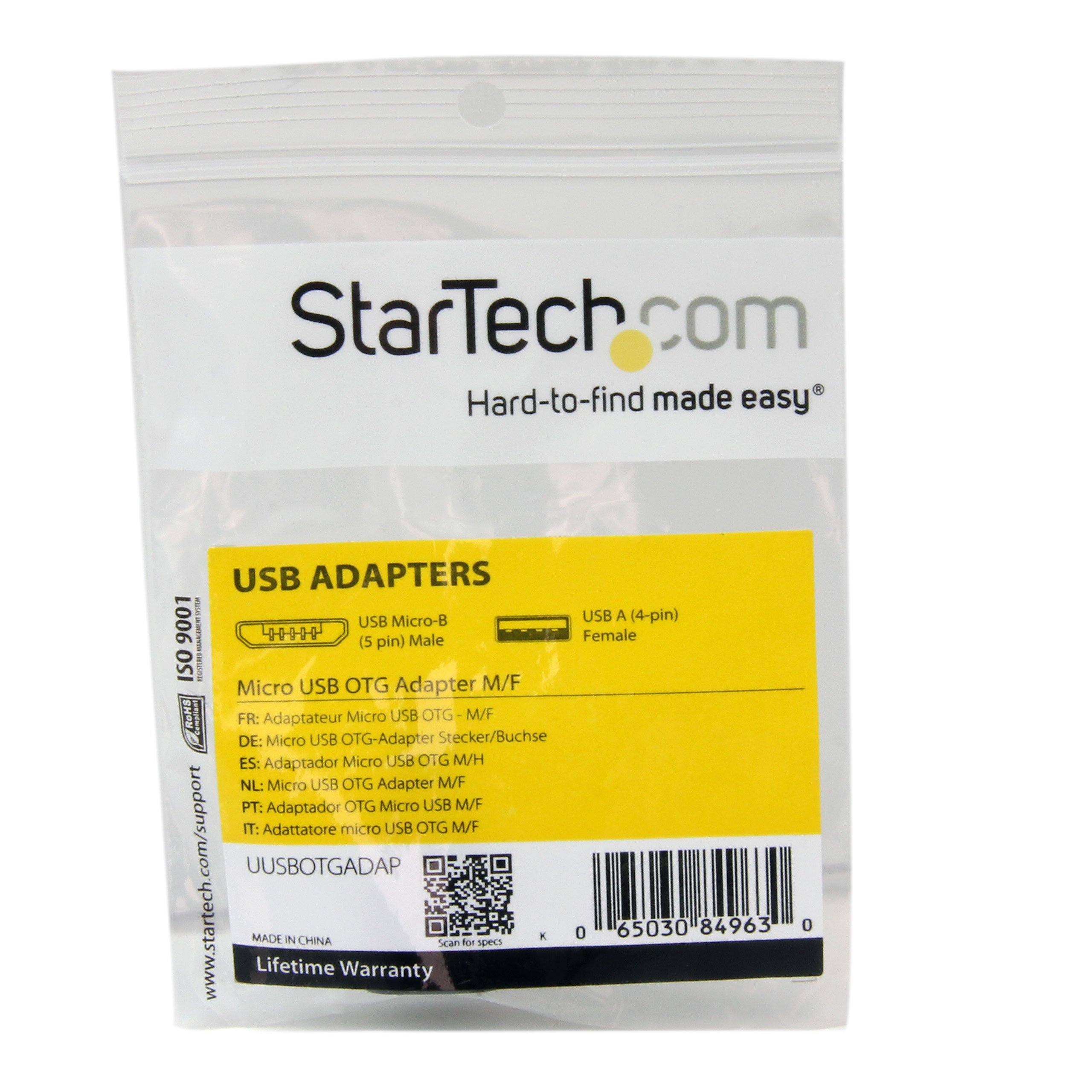 StarTech.com Micro USB OTG to USB Adapter - Connect Smartphones & Tablets to Flash Drives, Keyboards & More - USB On The Go Adapter (UUSBOTGADAP) for Data Transfer & Charging