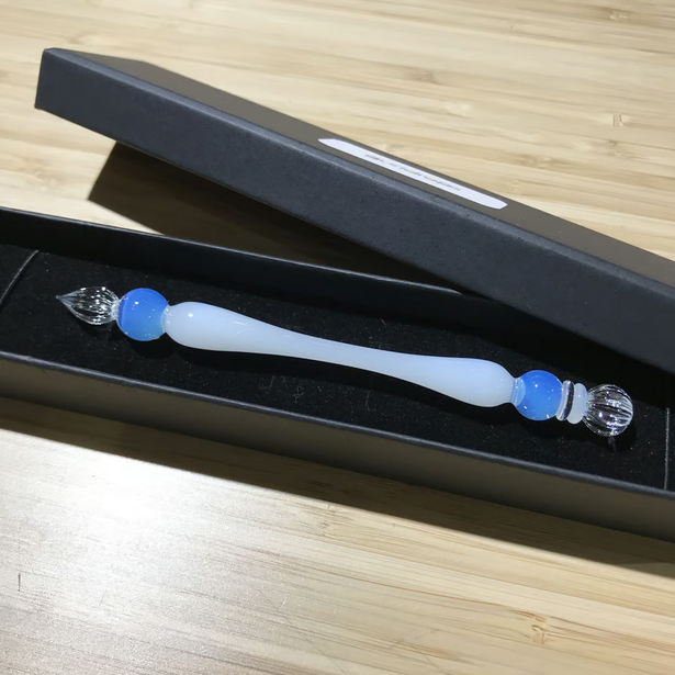Japanese Glass Dip Pen - Crown & White Opal Style | Elegant Calligraphy & Writing Tool | Perfect Gift for Writers, Artists & Stationery Lovers | Ideal for Lettering, Journaling & Creative Projects