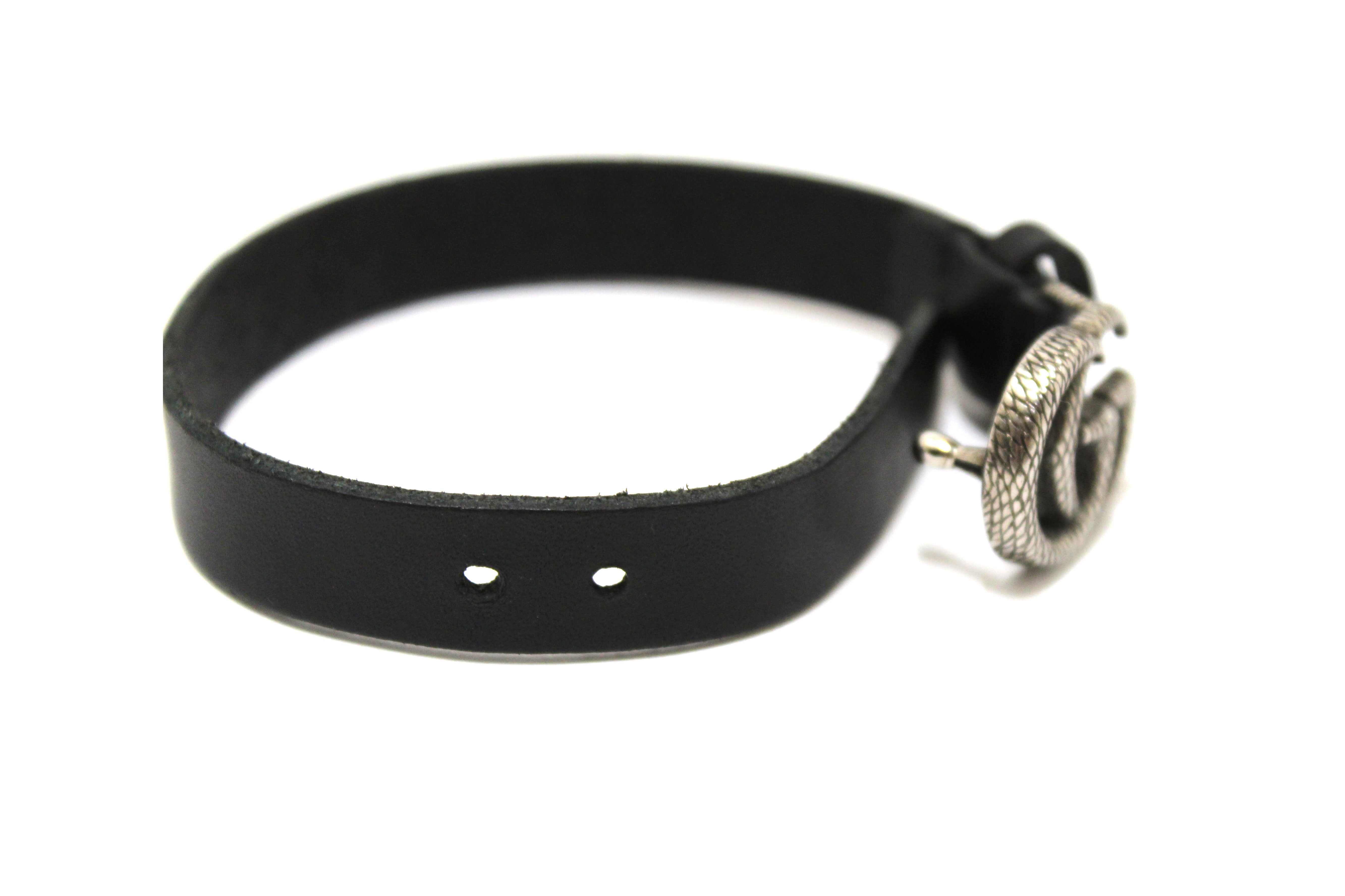Authentic Gucci Black Leather Double G Engraved Bracelet for Women - Size S (Model 648702) | Luxury Fashion Jewelry Gift for Birthday, Anniversary & Special Occasions