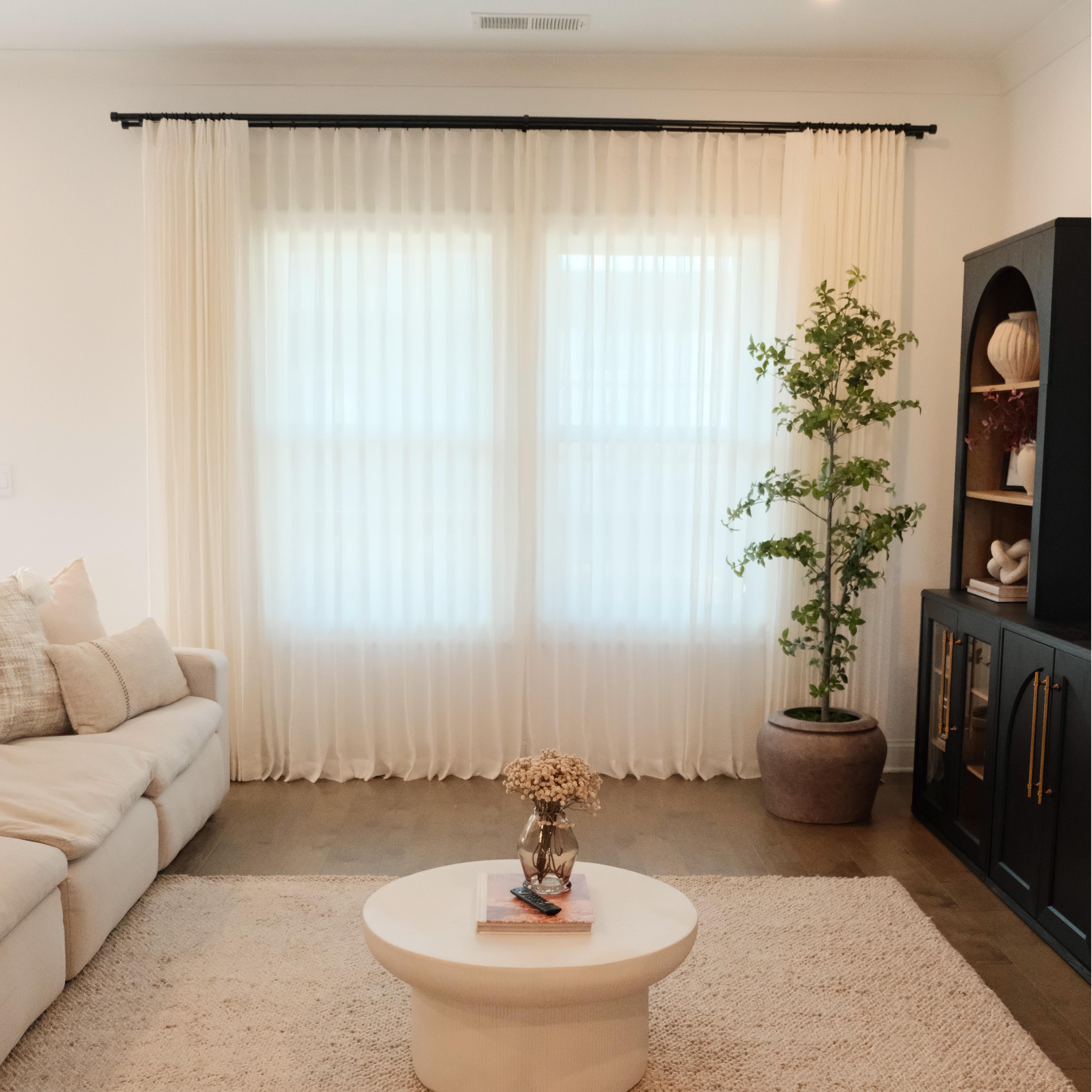 Mustard Yellow Cloud Linen Sheer Curtains - Natural Soft Breezy Custom Drapes with Pleated Design for Living Room, Bedroom & Nursery Window Treatments