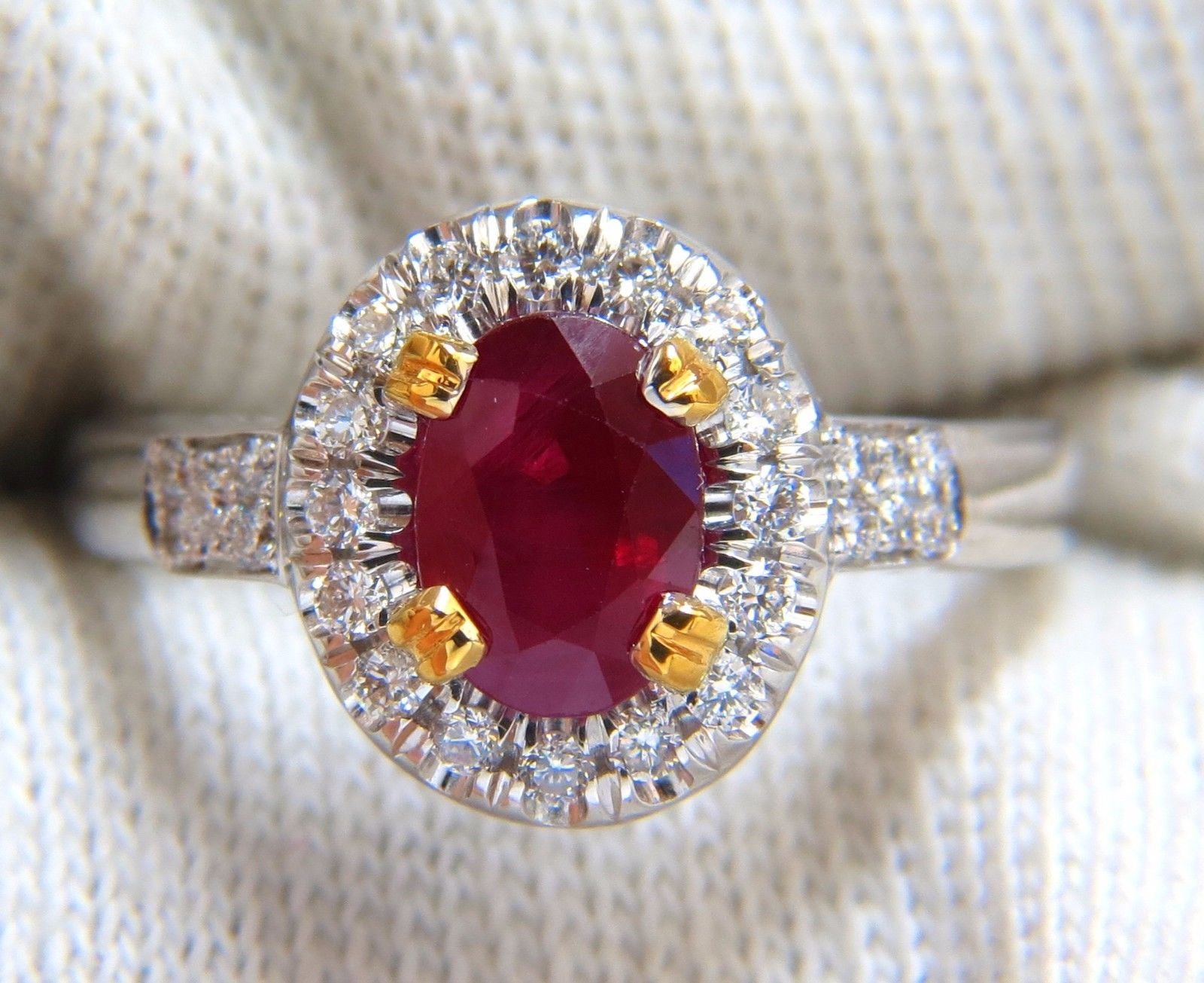 GIA Certified 1.95 Carat Natural Ruby and Diamond Ring in 18K Gold - Vivid Red Gemstone Engagement Ring for Women, Perfect for Weddings, Anniversaries, and Special Occasions