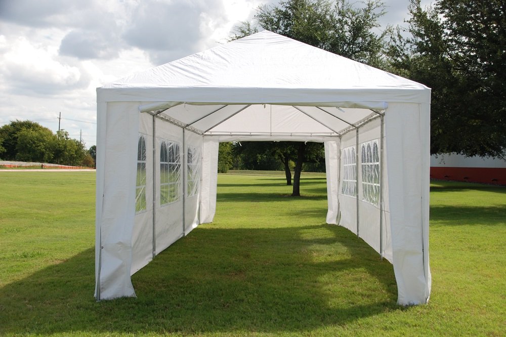 DELTA 10'x30' White Diamond Mat PE Wedding Party Tent - Outdoor Event Canopy with Galvanized Steel Frame & Carry Bags - Perfect for Backyard Weddings, Garden Parties, and Outdoor Gatherings