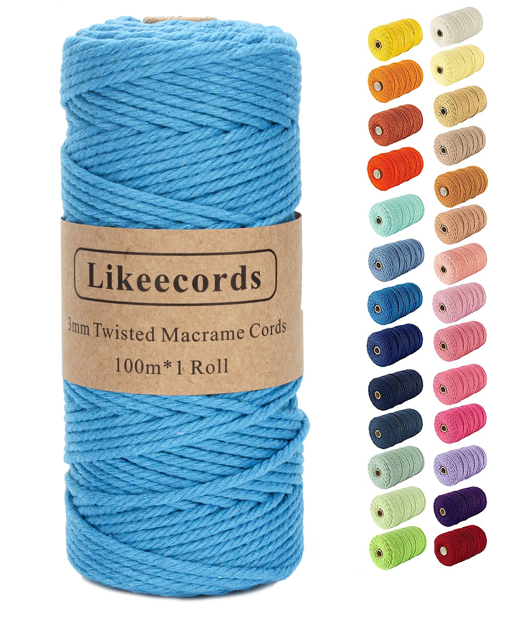 Natural White Macrame Cord - 3mm x 328 Feet Cotton Twine String for DIY Crafts, Knitting, Plant Hangers, Christmas & Wedding Decor | Perfect for Boho Home Decor, Wall Hangings, and Gift Wrapping