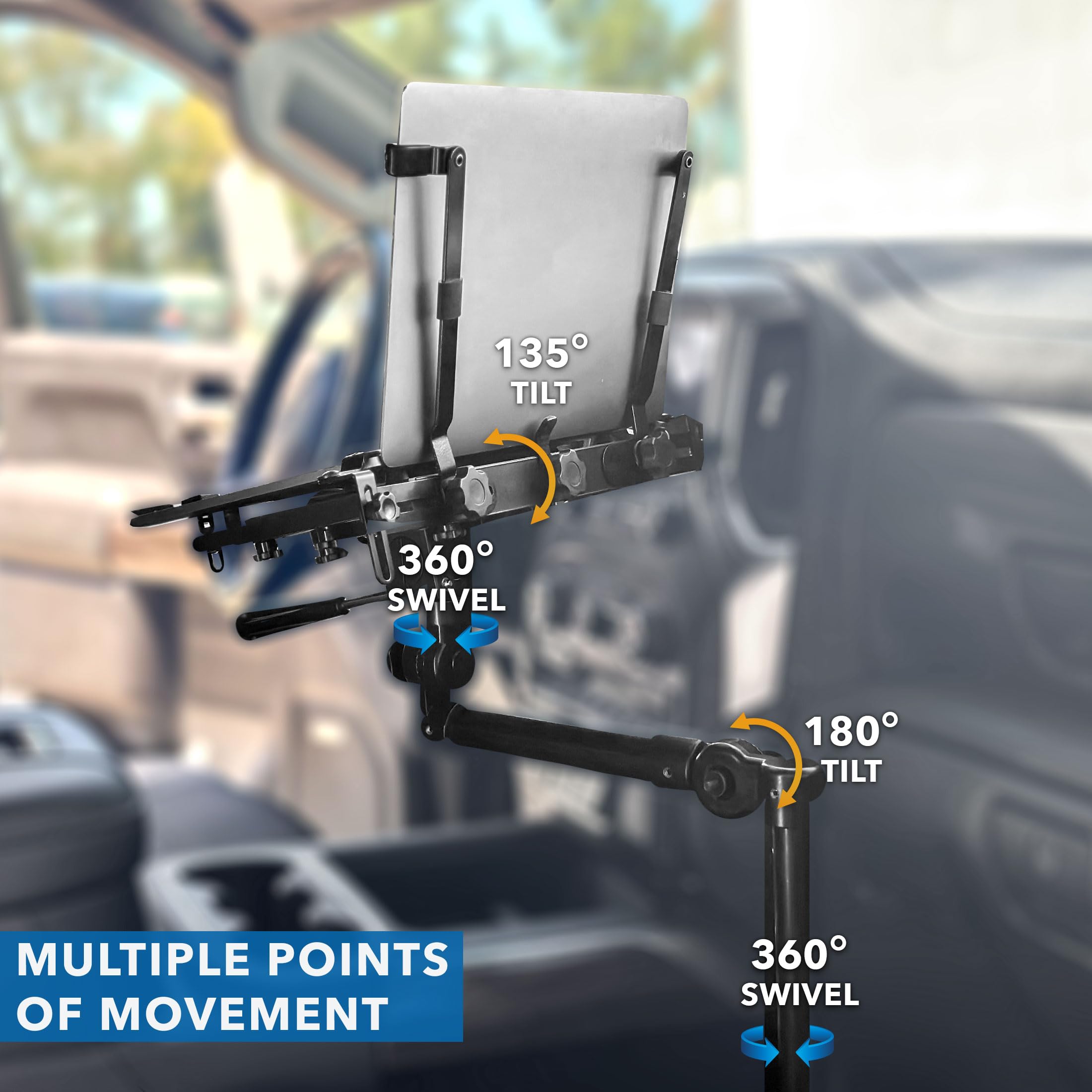 Mount-It! Universal Car Laptop Mount for Vehicles - No-Drill Adjustable Stand with Swivel & Cooling Tray for 17