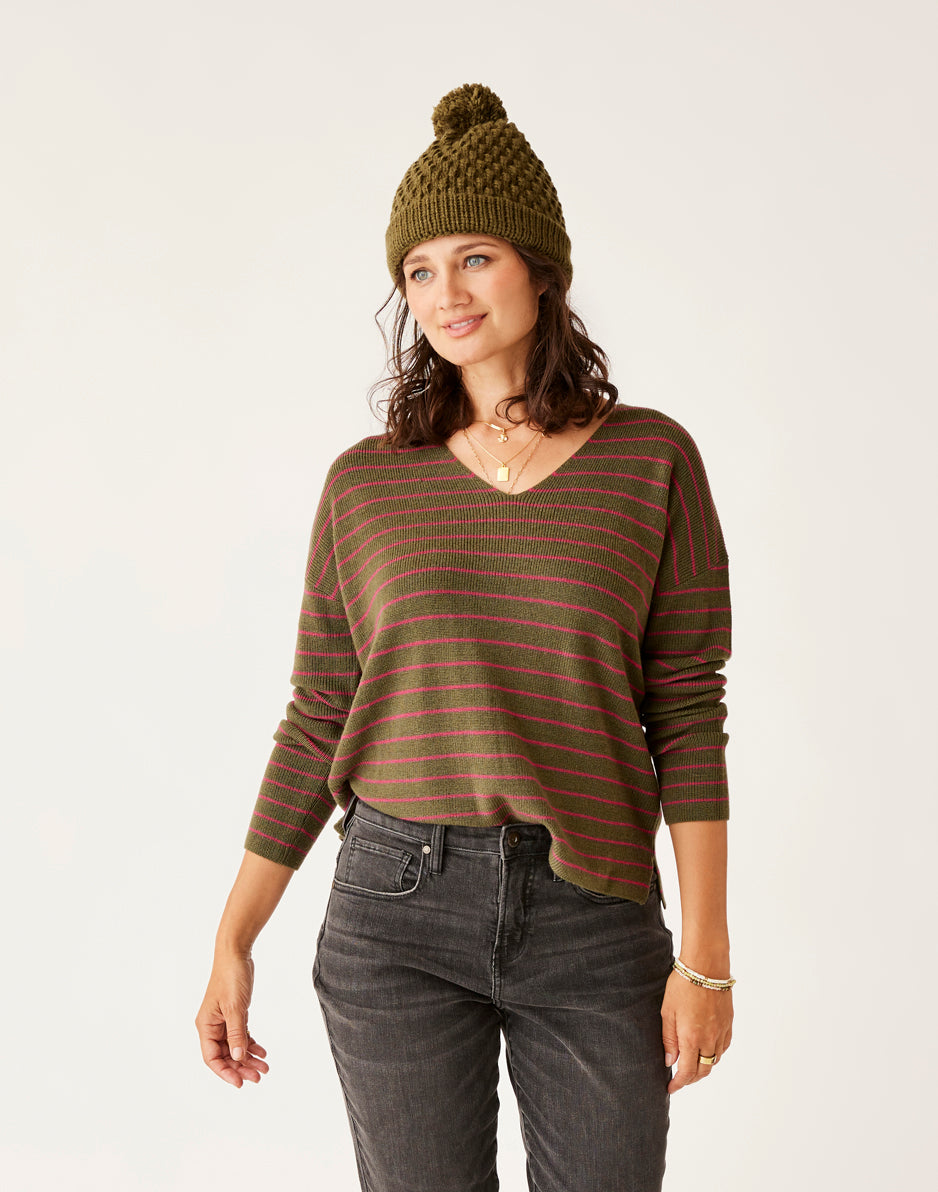 Zella Merino Wool Sweater for Women - Soft & Warm Striped Pullover for Fall & Winter - Cozy Knit Top for Casual Outfits & Outdoor Activities
