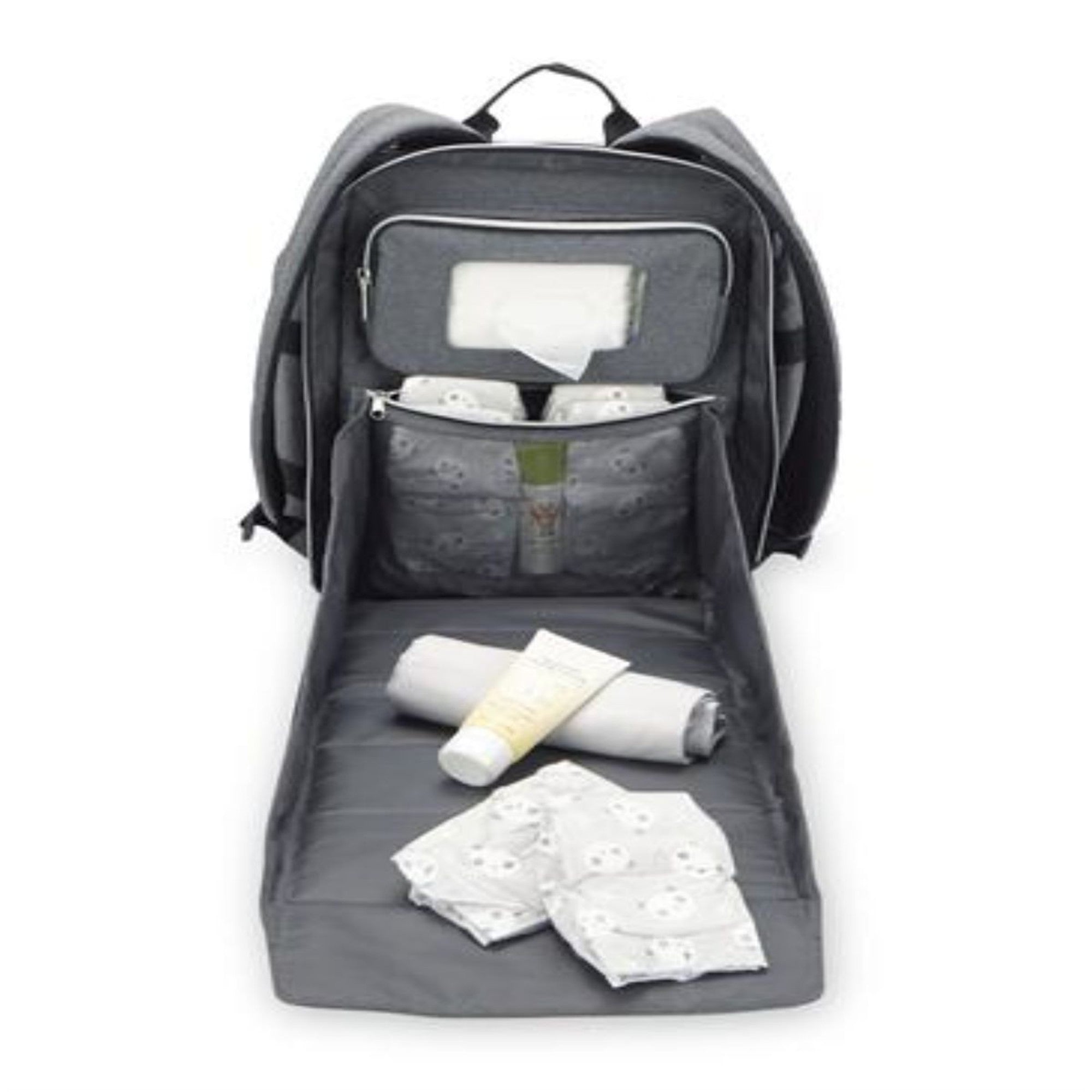 Baby Brezza Backpack Diaper Bag - Grey & Black - Waterproof, Spacious & Stylish Baby Essentials Organizer for On-the-Go Parents - Perfect for Travel, Daycare & Family Outings
