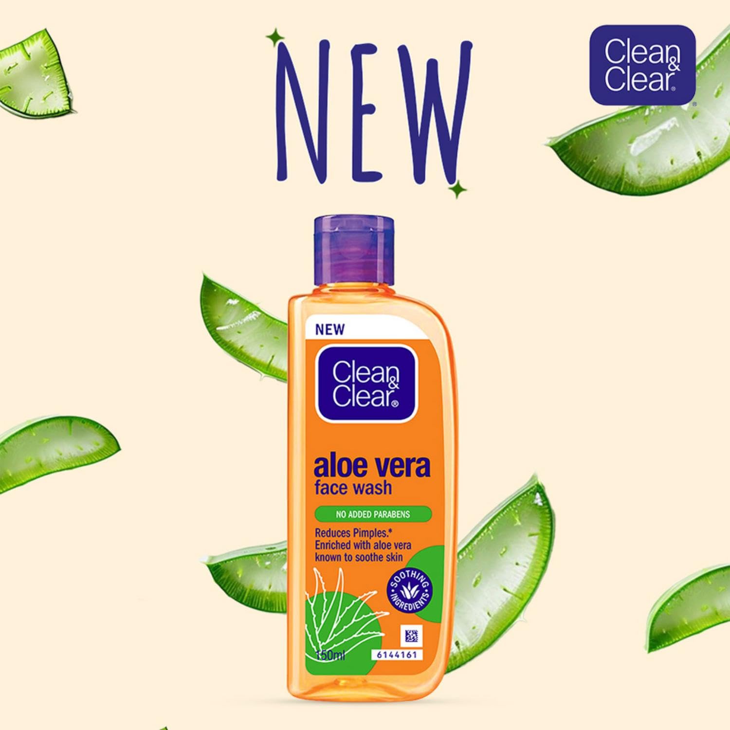 Clean & Clear Aloe Vera Face Wash 150ml - Gentle Cleansing for Acne-Prone Skin - Perfect for Daily Skincare Routine & Travel