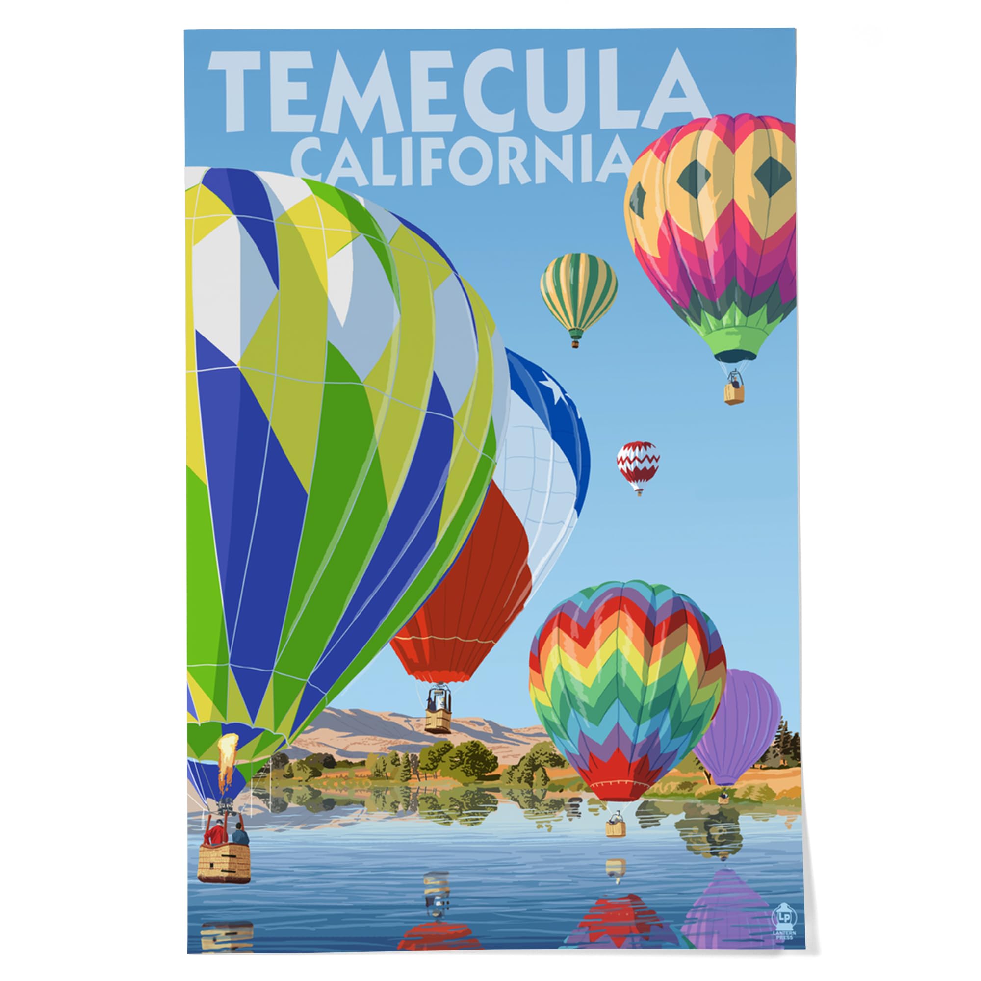Lantern Press 24x36 Inch Giclee Art Print - Temecula California Hot Air Balloons Wall Decor - Perfect for Living Room, Bedroom & Office Decoration