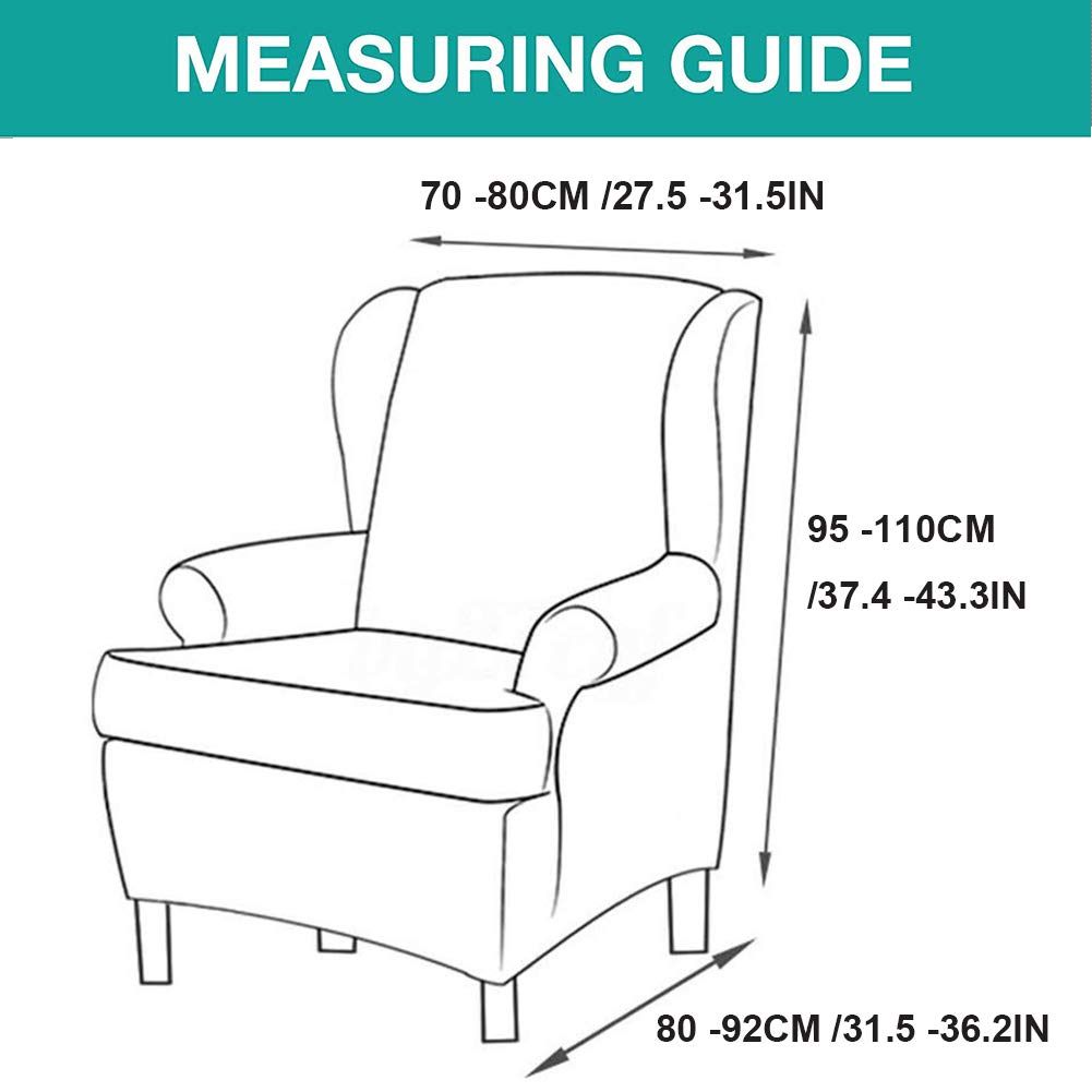 TOPCHANCES 2-Piece Stretch Wingback Chair Slipcover Set with Cushion Cover - Breathable Furniture Protector for Living Room, Bedroom & Office - Fits Most Wingback Chairs & Sofas (Easy Wash, Anti-Slip Design)