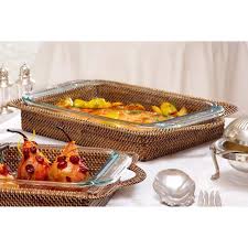 Calaisio Rectangular Casserole Basket with Baking Dish - Oven Safe Bakeware Set for Casseroles, Lasagna & Roasts - Perfect for Holiday Dinners & Family Gatherings