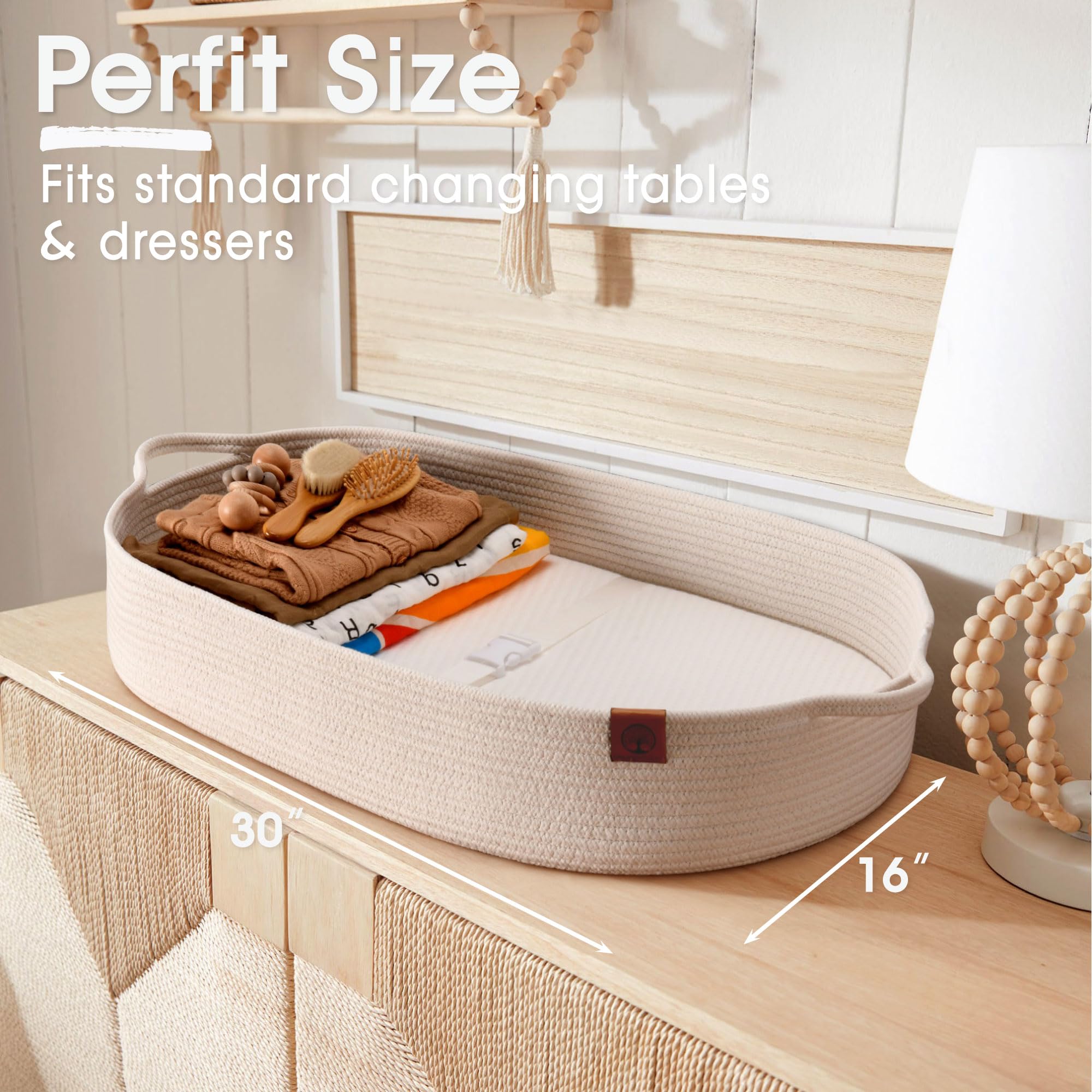 **Portable Baby Changing Basket with Diaper Caddy - Breathable & Waterproof Dual-Cover, Cotton Rope Organizer for Dresser & Nursery, Perfect Baby Shower Gift - Ideal for Travel, Home & On-the-Go Diaper Changes**