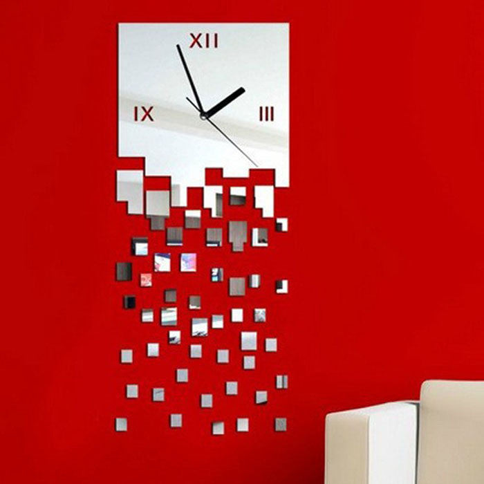 3D Mosaic Pattern Wall Clock Sticker - DIY Home Decor Vinyl Art for Living Room, Bedroom & Office - Easy Peel & Stick Wall Decals