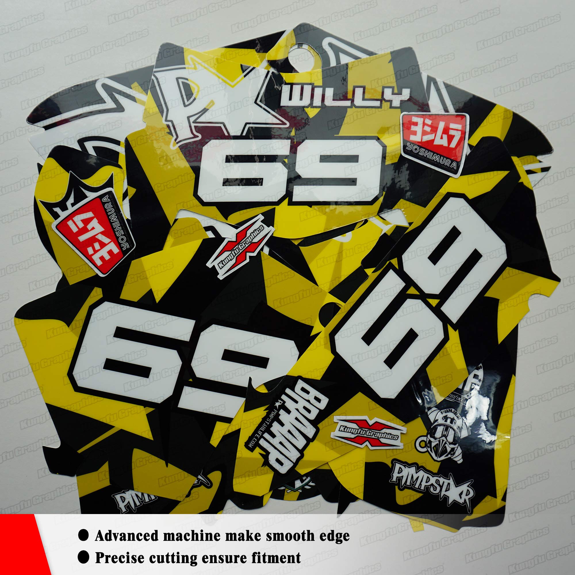 Custom Decal Kit for 2007-2008 Kawasaki KXF250 KX250F KX 250F Motorcycle - Kungfu Graphics KW2F0608001-KO - Durable Vinyl Stickers for Bike Customization & Racing Enthusiasts