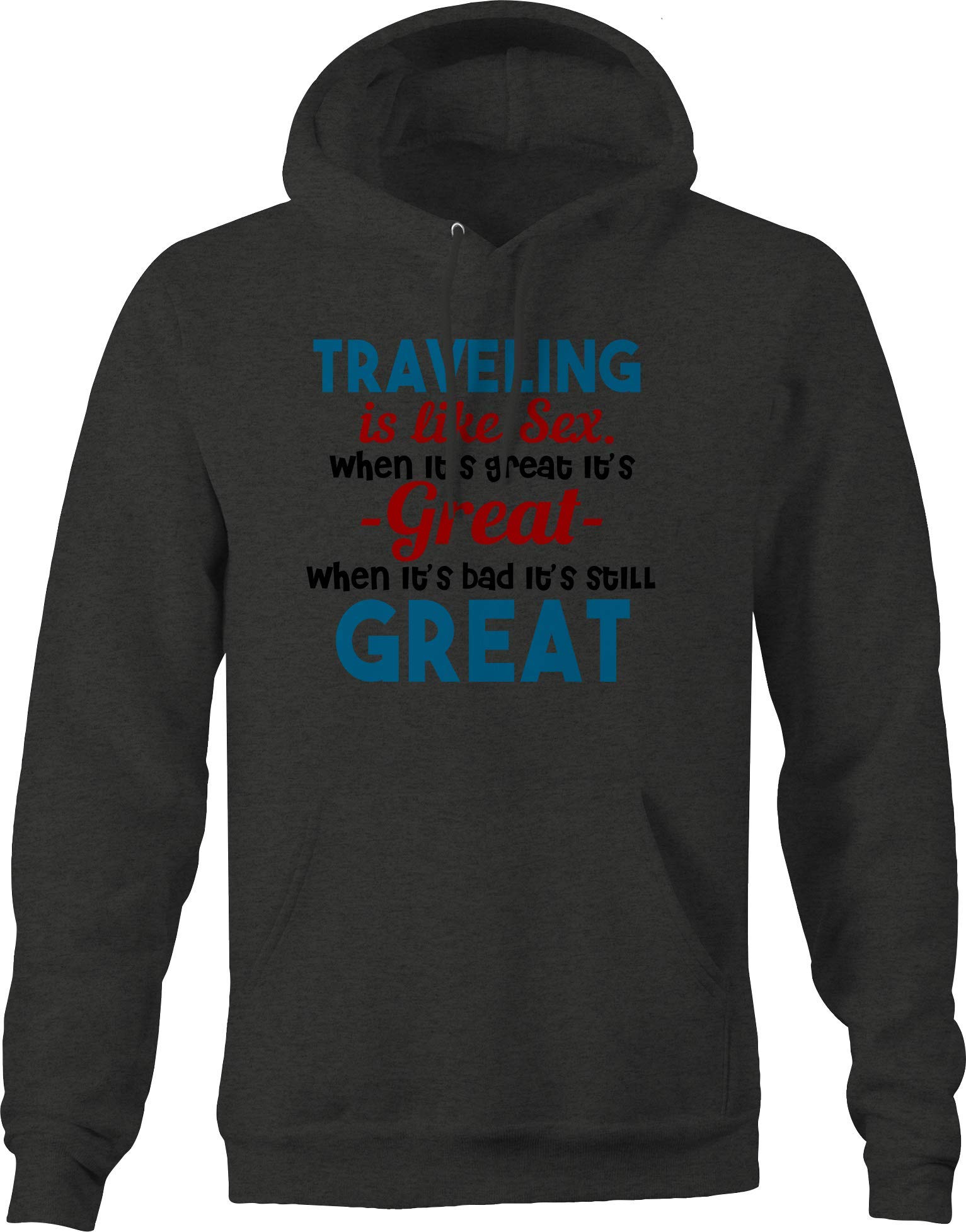 Men's Travel & Adventure Hoodie - Dark Grey Comfortable Pullover for Outdoor Enthusiasts | Perfect for Road Trips, Camping & Casual Wear