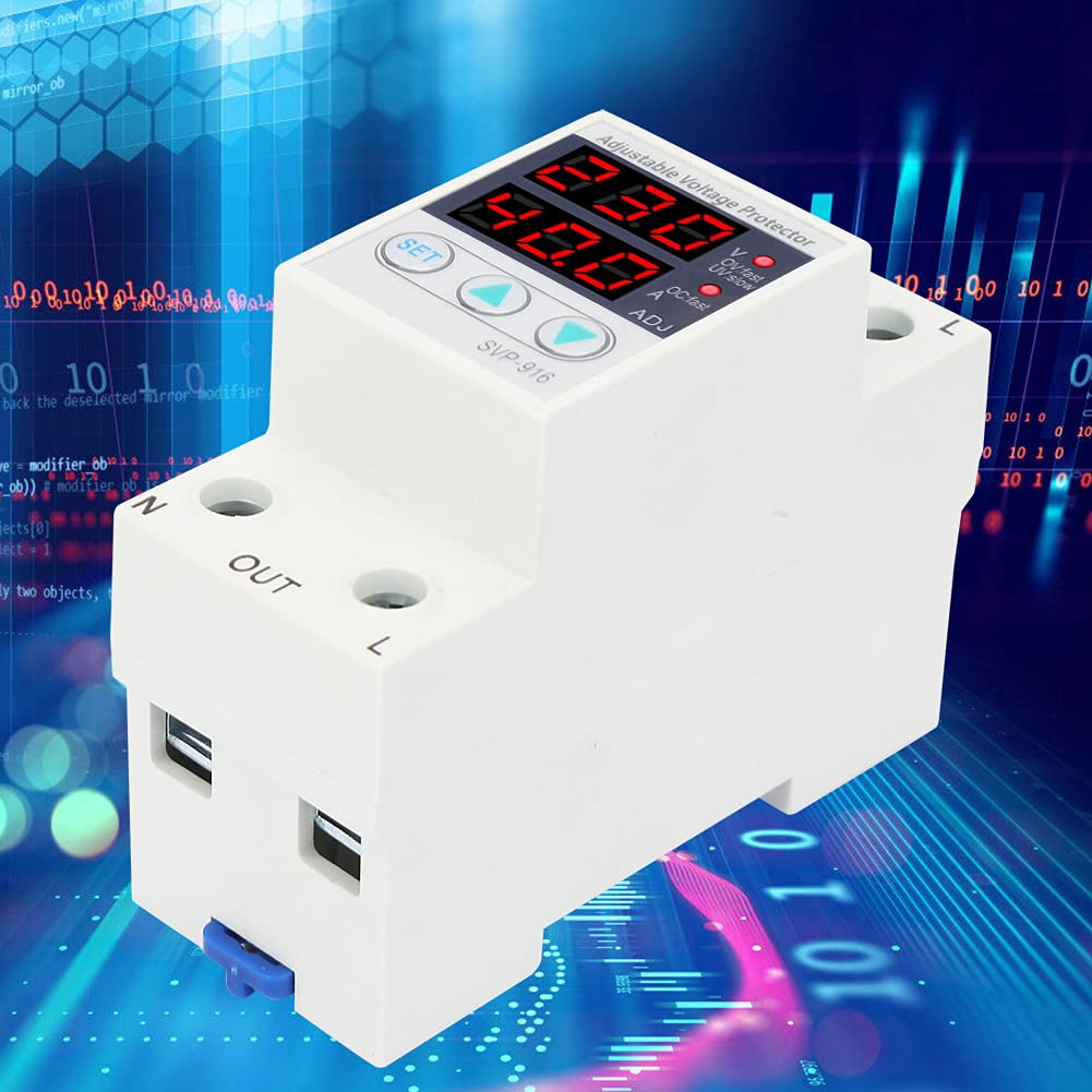 Fafeicy 40A 230VAC Single Phase Adjustable Over Voltage Under Voltage Current Protector - Reliable Power Protection for Home Appliances, HVAC Systems & Industrial Equipment