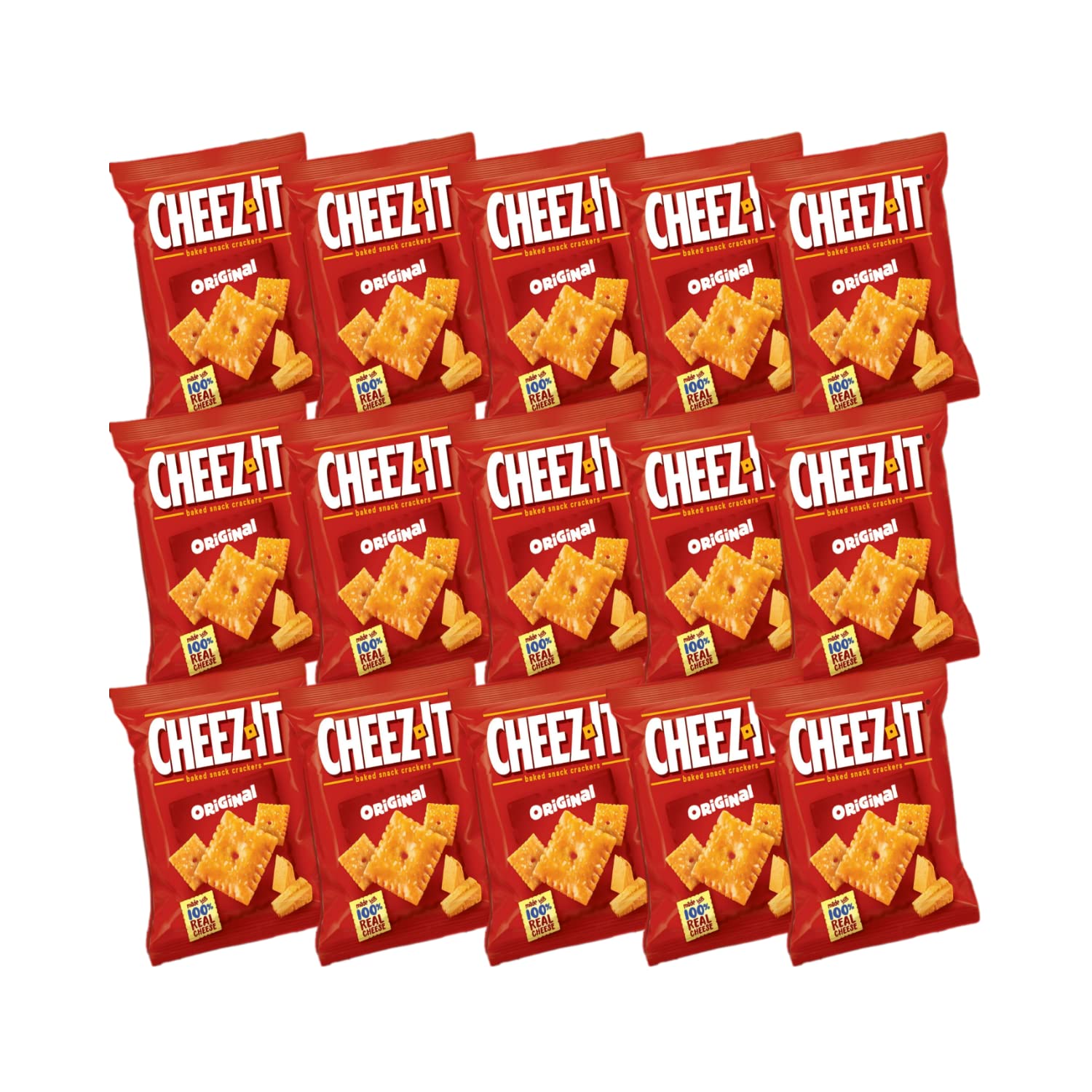 Original Cheese Crackers - Baked Snack Crackers for Office & Kids - 1.5 oz (15 Count) - Perfect for Lunchboxes, After-School Snacks & Workplace Breaks