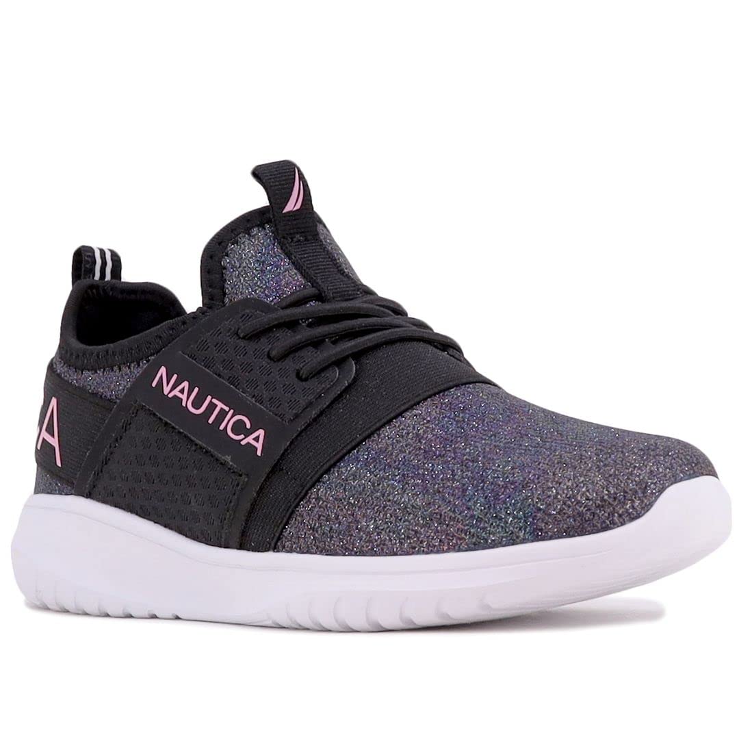 Nautica Kids Girls Metallic Fashion Sneakers - Lightweight Running Shoes for Toddler Little Kid Big Kid - Lace-Up Athletic Casual Walking Shoes for School Playground Outdoor Activities