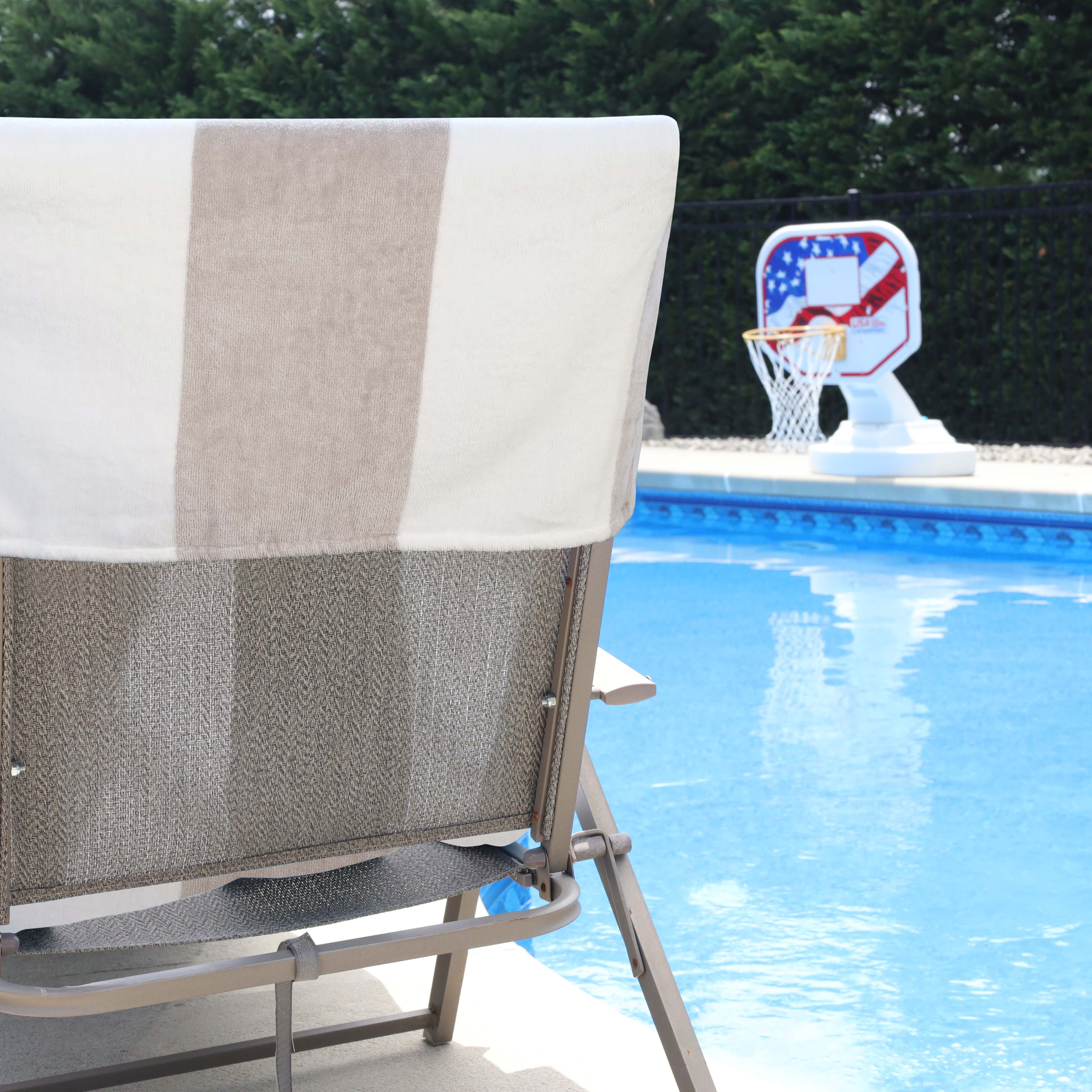 Premium Cotton Cabana Stripe Chaise Lounge Chair Cover - Standard Size, UV Resistant & Waterproof - Perfect for Poolside, Patio, and Outdoor Furniture Protection