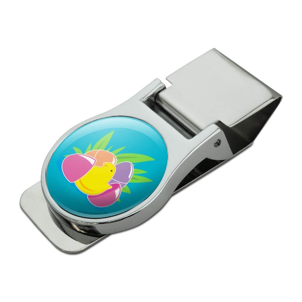 Peeps Hatching Easter Egg Satin Chrome Money Clip - Unique Metal Cash Holder for Gifts, Parties & Everyday Use