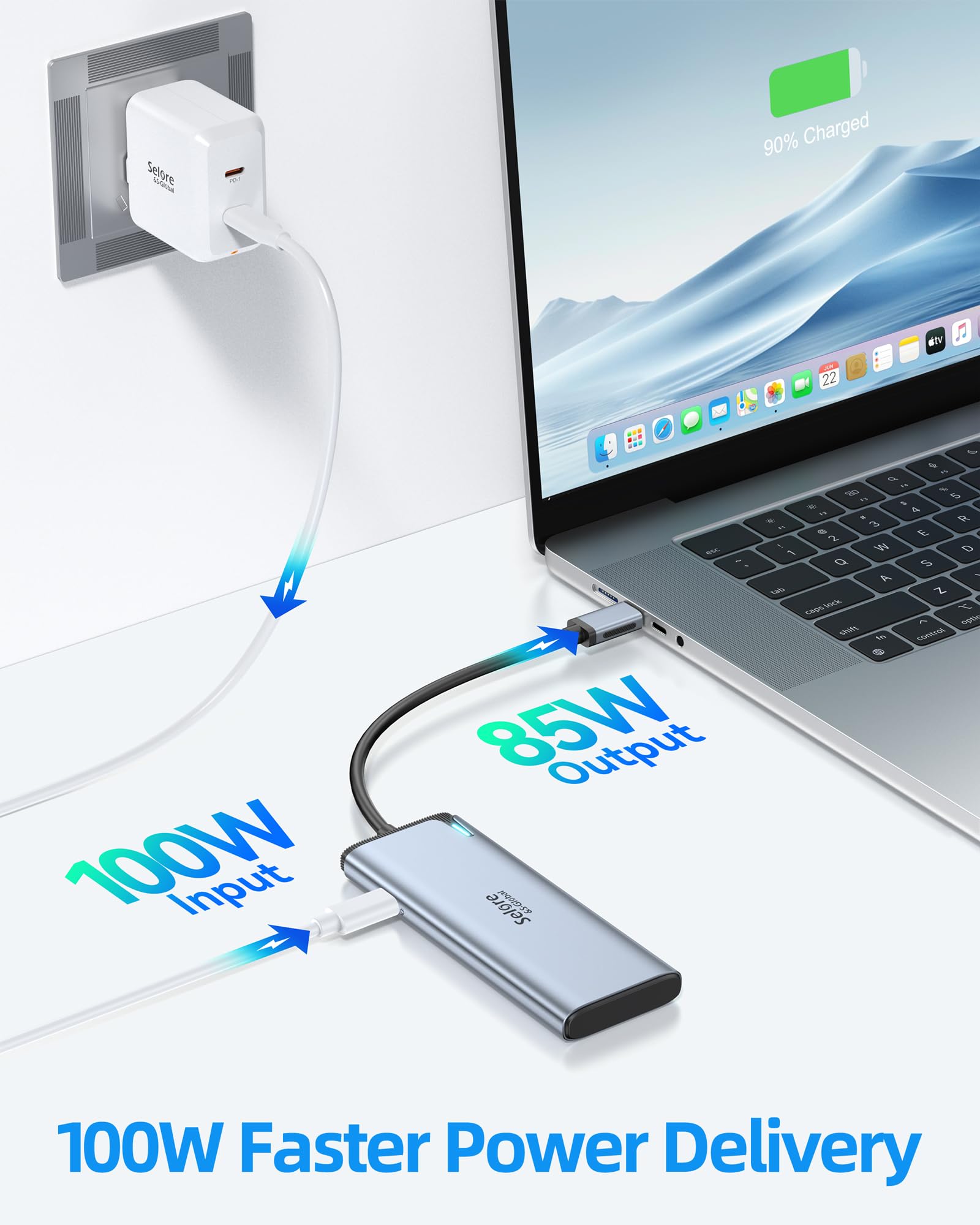 Selore&S-Global 5-in-1 USB C Hub Multiport Adapter with Dual 4K/60Hz HDMI, 10Gbps Data Transfer, 100W PD Charging - Compatible with MacBook Pro/Air, Dell XPS, Surface Pro for Home Office & Gaming Setup