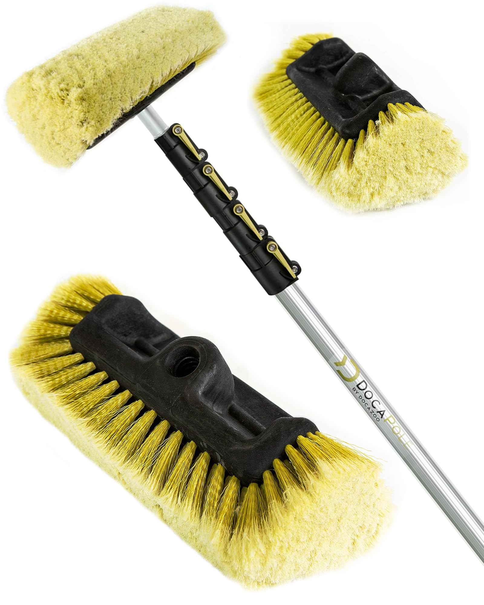 DOCA 7-30 Ft Car Wash Kit with Soft Bristle Brush, Long Handle, Microfiber Head, Wash Mitt & Window Squeegee - Complete Car Cleaning Set for Sedans, SUVs & Trucks - Perfect for Driveway, Garage & Auto Detailing