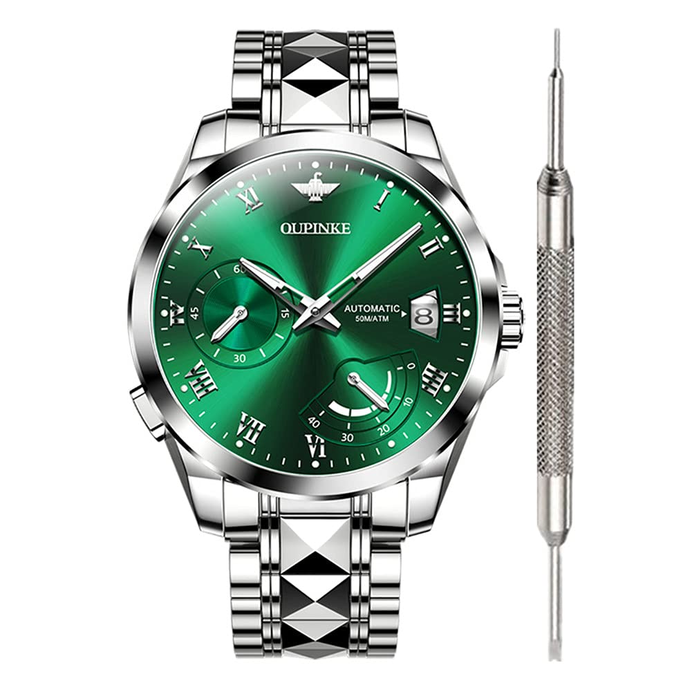 OUPINKE Automatic Self-Winding Watches for Men - Waterproof Mechanical Wristwatch with Stainless Steel Band | Perfect for Business, Casual & Formal Occasions