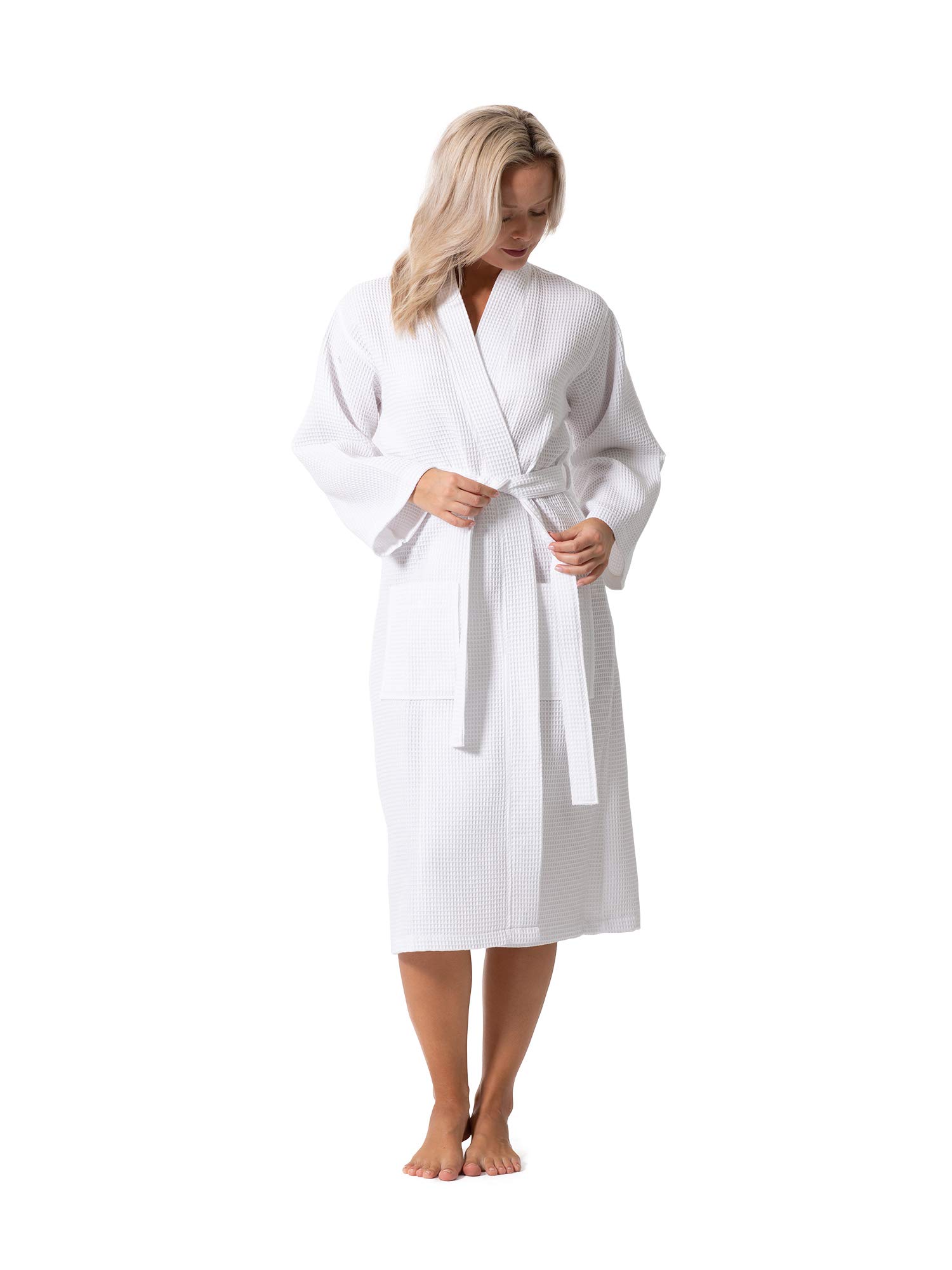 Premium Turkish Linen Waffle Knit Kimono Robe for Women - Lightweight & Quick Dry Spa Bathrobe - Soft & Breathable Loungewear for Home, Beach, and Relaxation