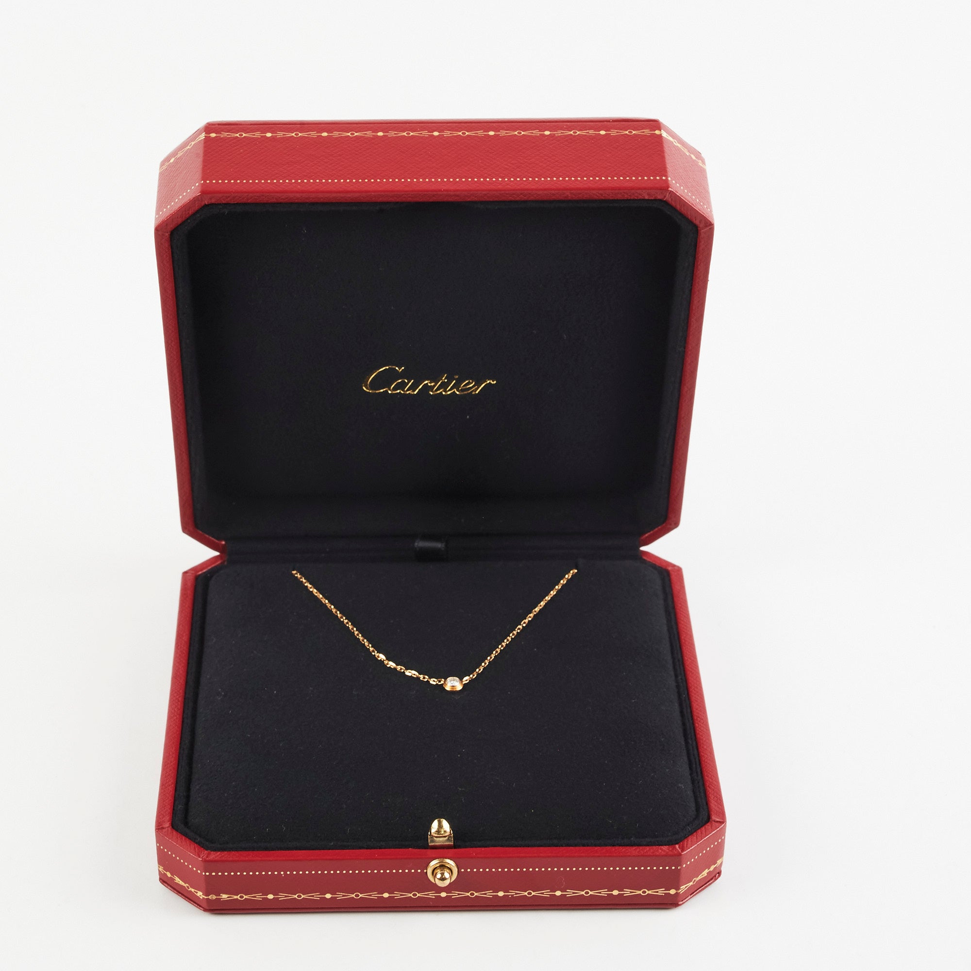 Cartier 18K Yellow Gold Small Diamond Pendant Necklace for Women - Perfect for Weddings, Anniversaries & Special Occasions
