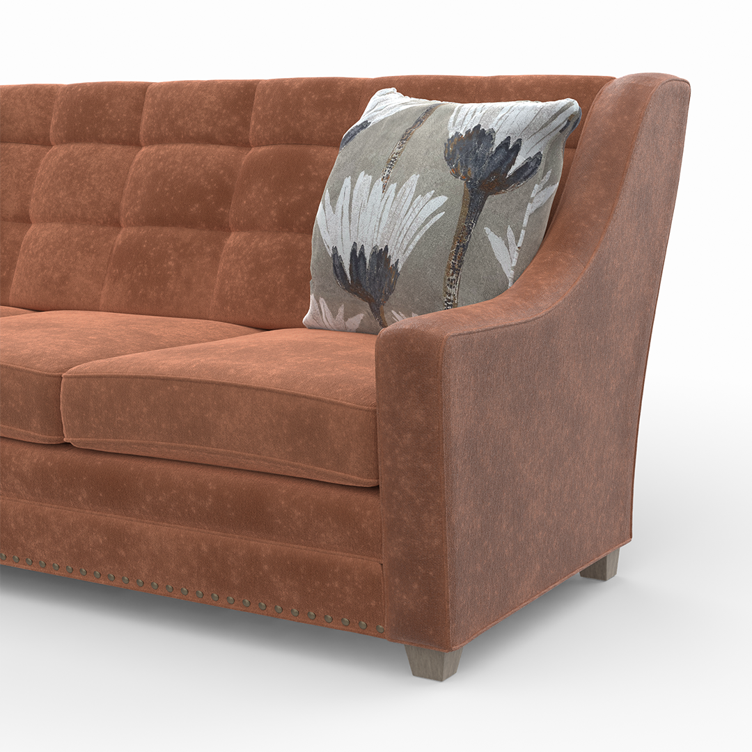 Elle Sofa - Modern Mid-Century Upholstered Couch with Tufted Back & Wooden Legs - Perfect for Living Room, Lounge, or Office Space