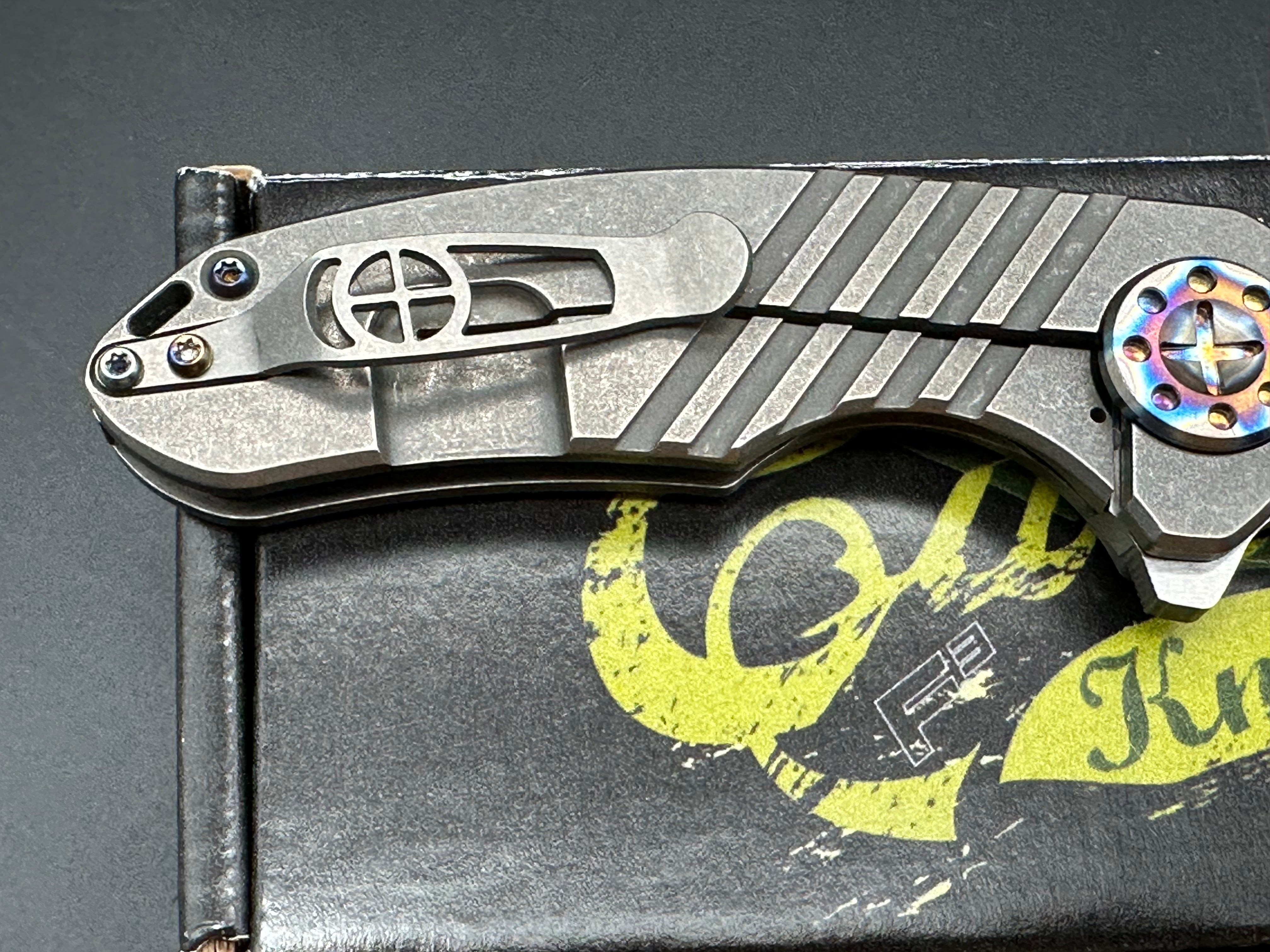 Curtiss F3 Medium Wharny Flipper Knife - MagnaCut Blade, Titanium Handle with Polished Bronzed Hardware - Perfect for EDC, Outdoor Adventures & Tactical Use